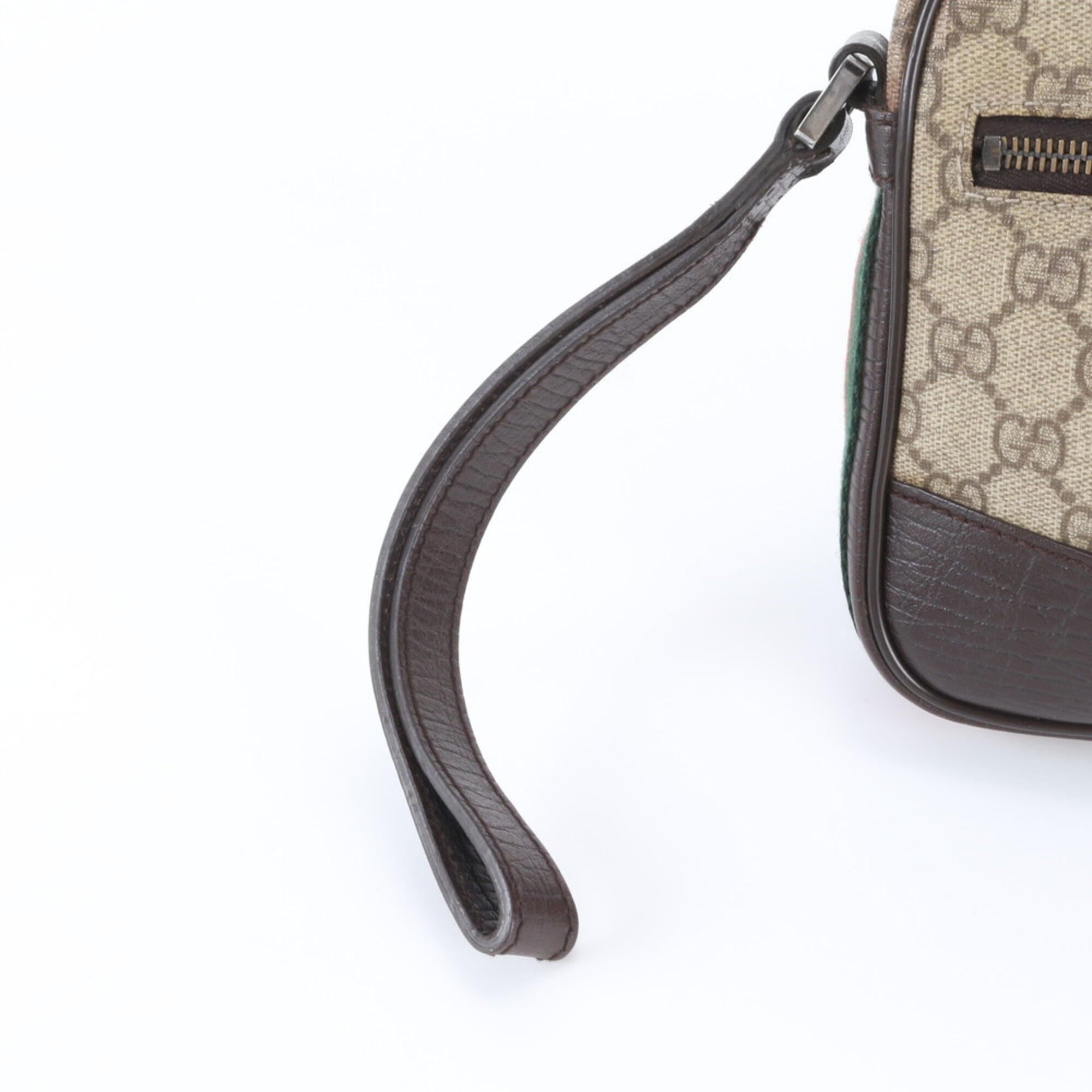 Gucci Brown Leather Coated Canvas Clutch Bag Pouch (Pre-Owned)