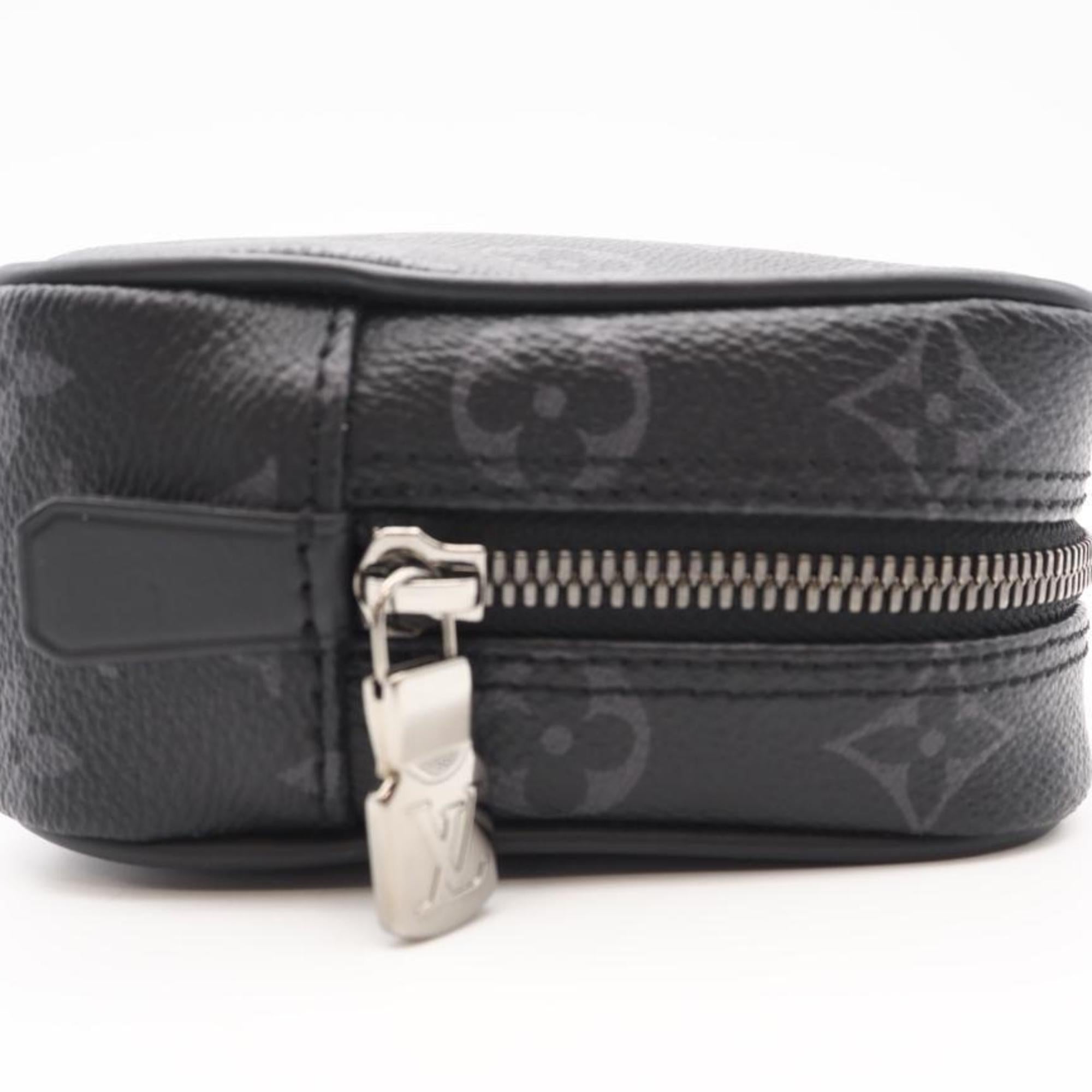 Louis Vuitton Black Gray Coated Canvas Clutch Bag (Pre-Owned)