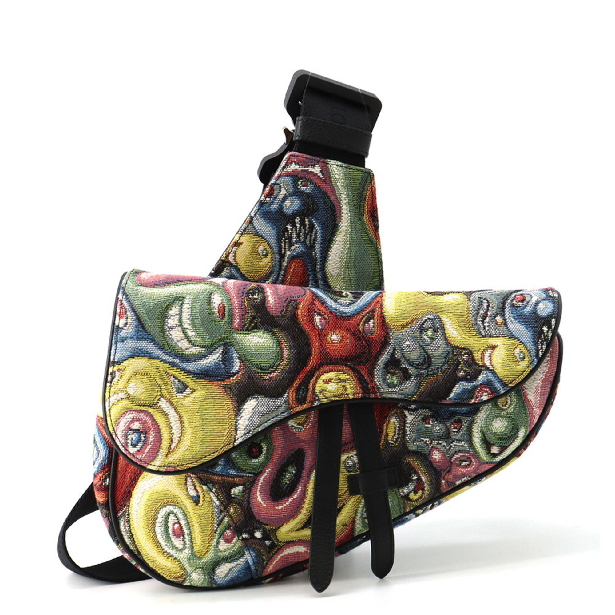 Christian Dior Multi-Color Canvas Leather Saddle Bag Sling Bag (Pre-Owned)
