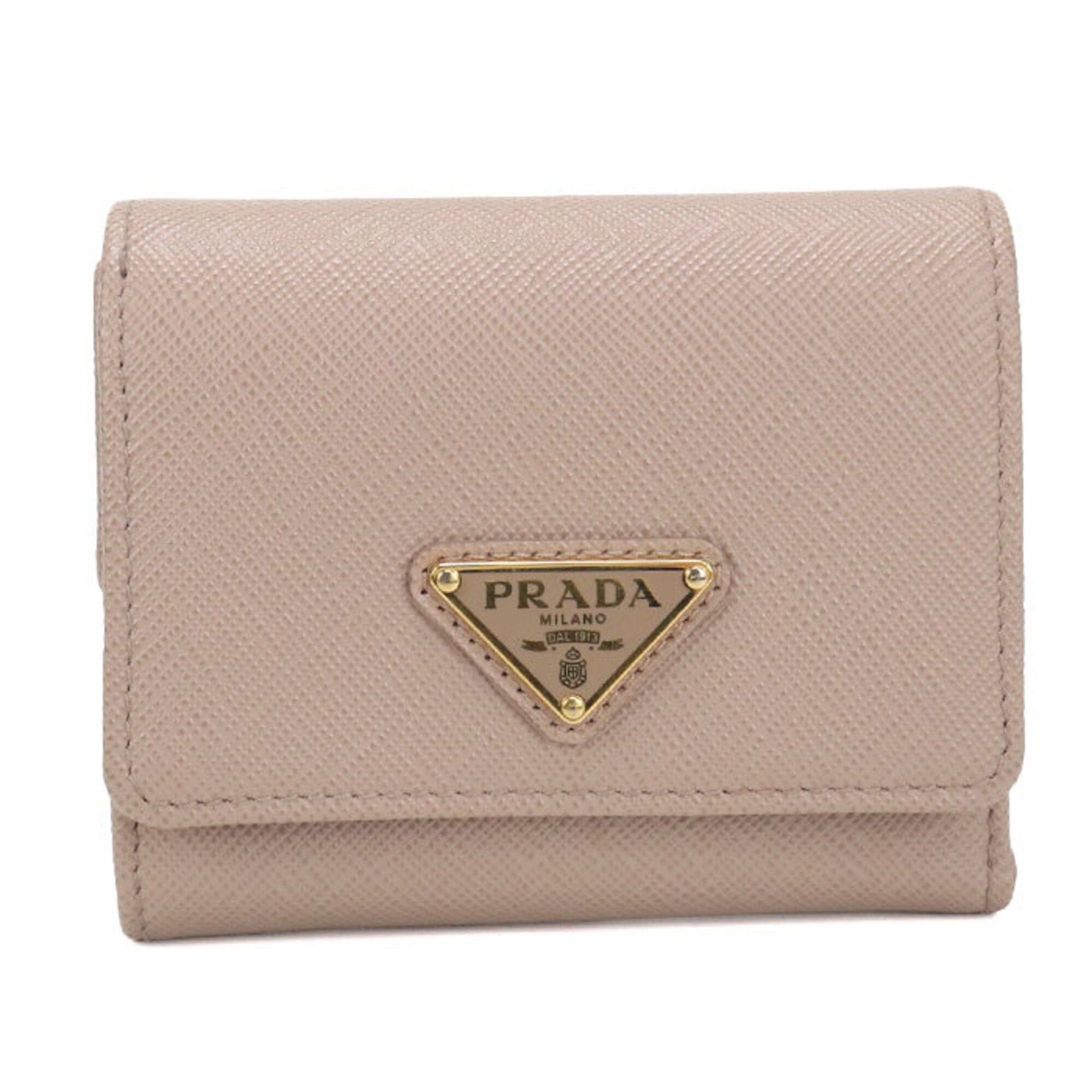 Prada Beige Leather Wallet (Tri-Fold) (Pre-Owned)
