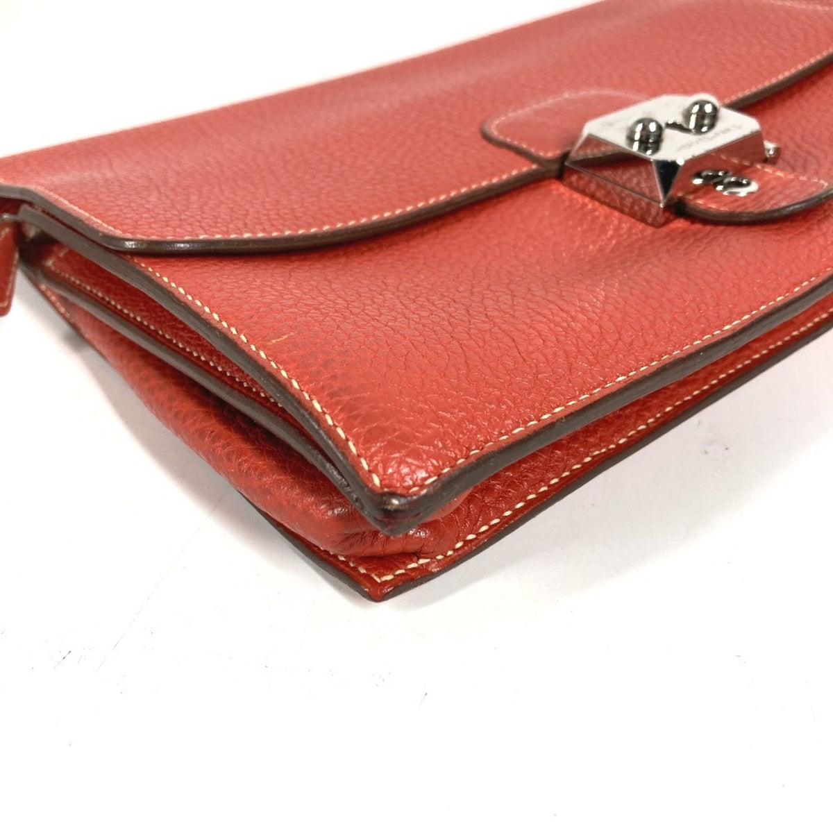 Hermes Brown Leather Clutch Bag Handbag Pochette Pouch (Pre-Owned)
