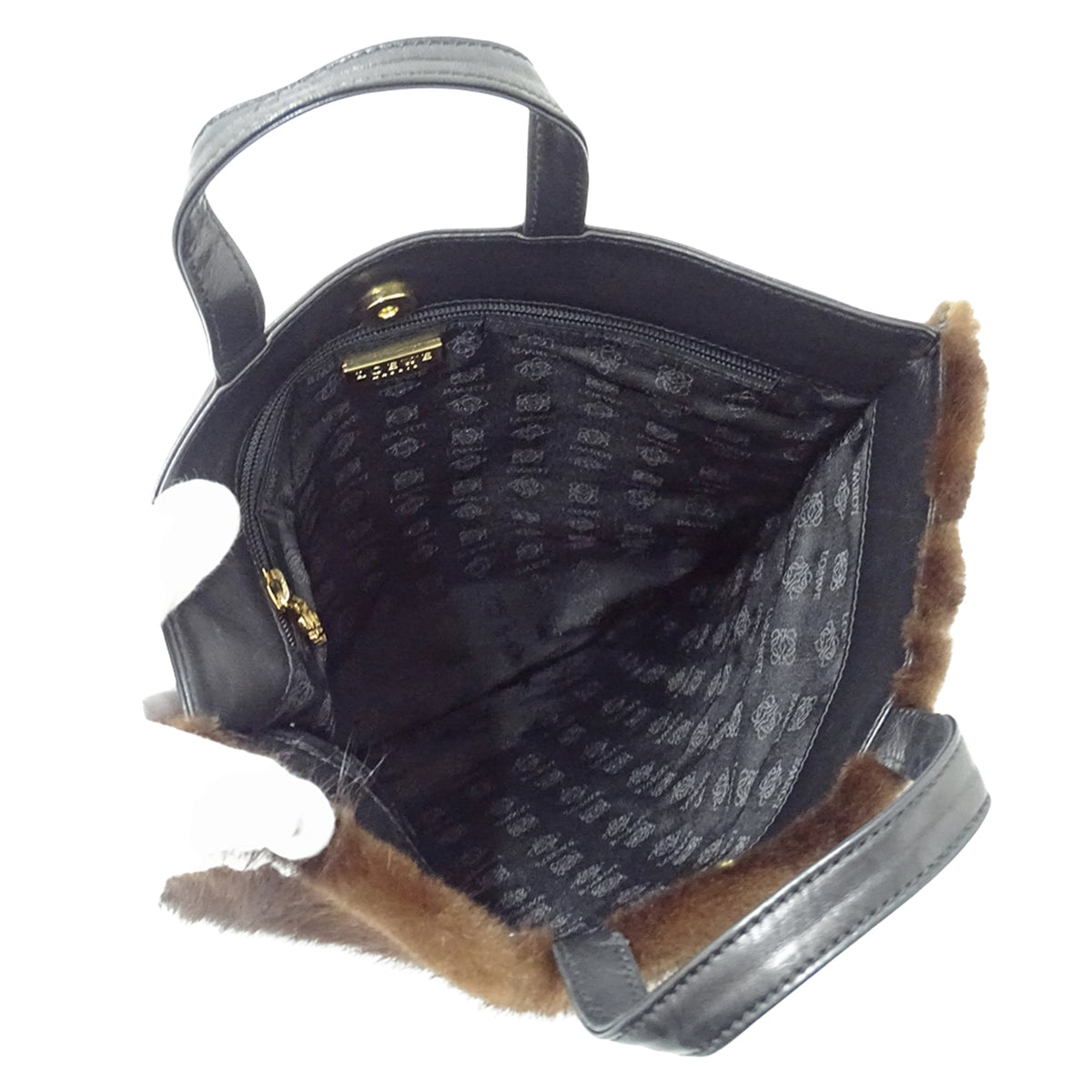 Loewe Brown Fur Leather Handbag Tote Bag (Pre-Owned)
