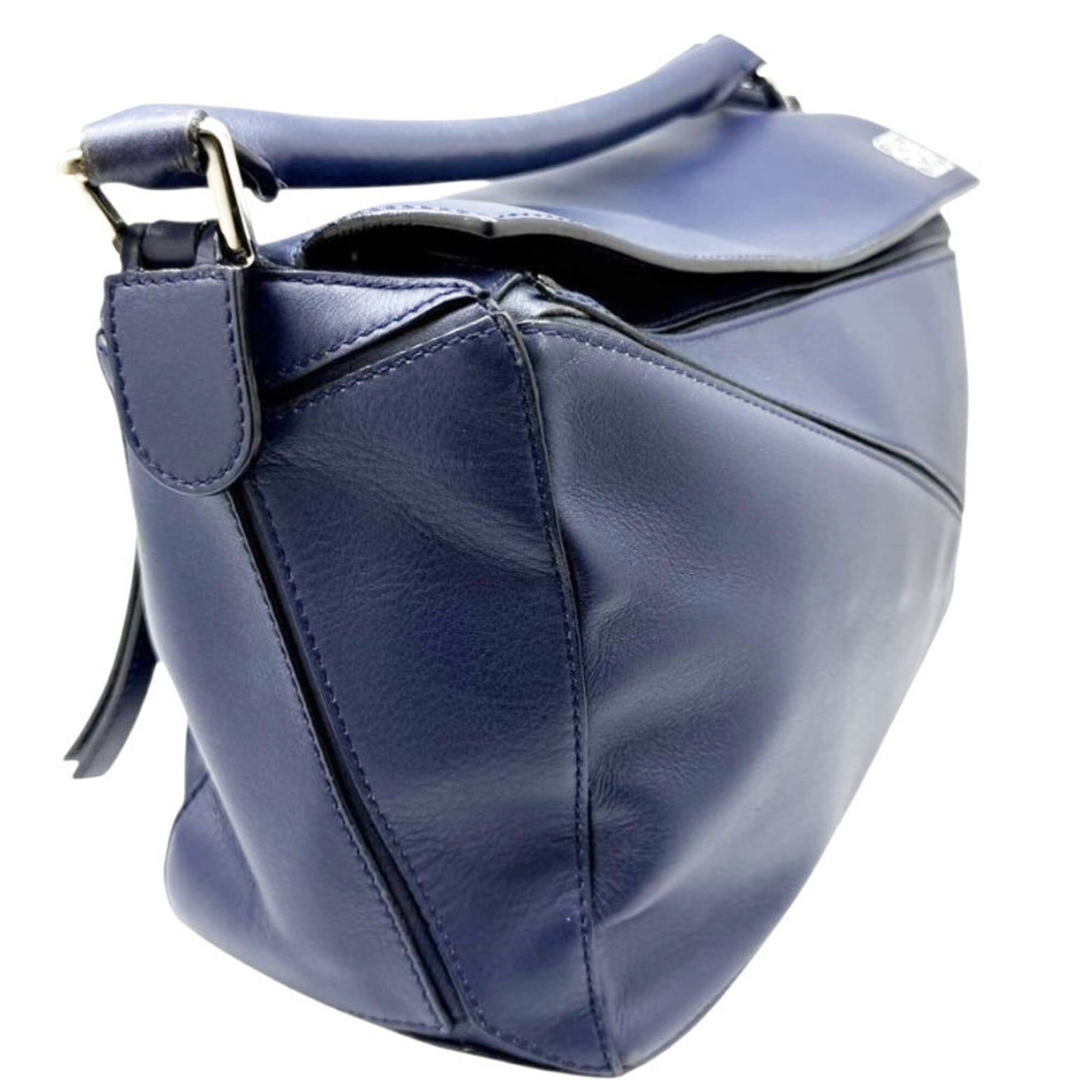 Loewe Navy Leather Handbag Shoulder Bag (Pre-Owned)