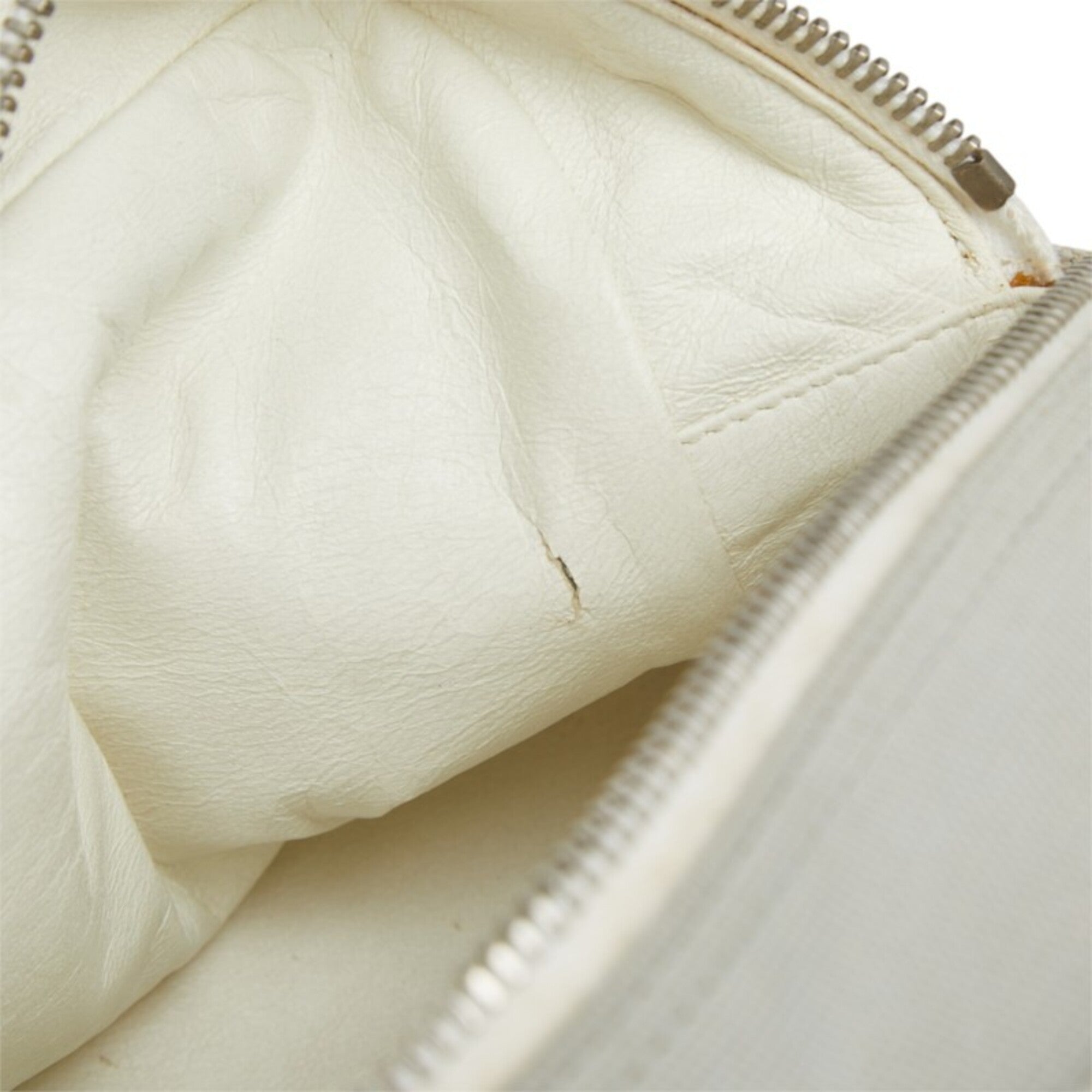 Chanel Gray White Canvas Leather Boston Bag (Pre-Owned)
