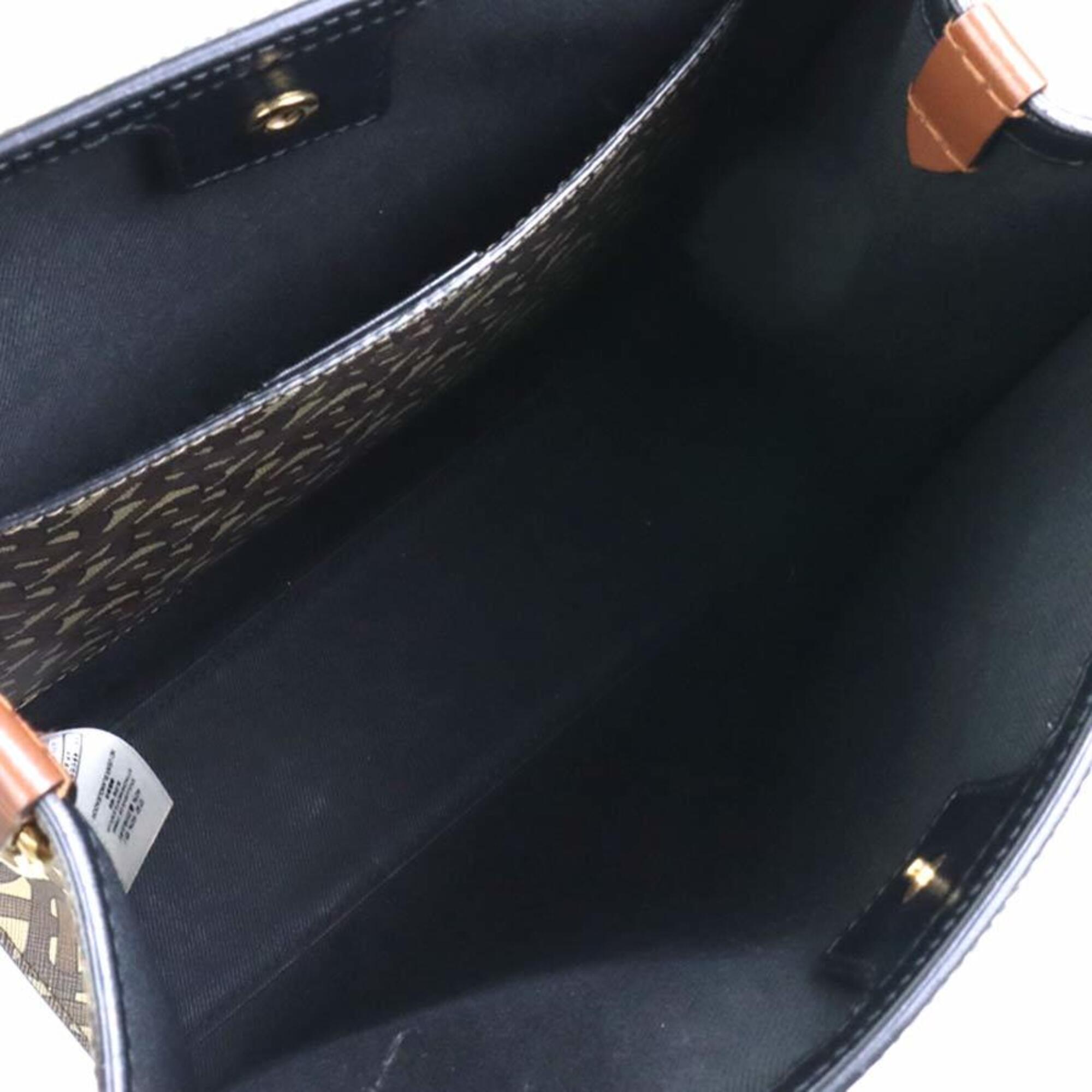 Burberry Black Brown White Pvc Leather Handbag Shoulder Bag (Pre-Owned)
