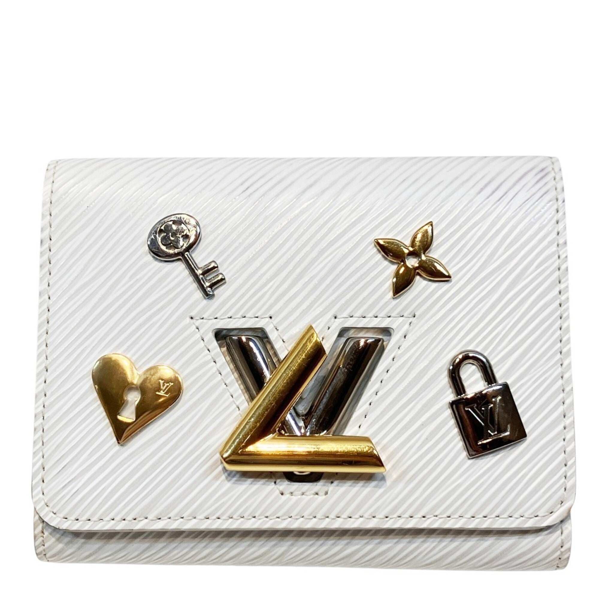 Louis Vuitton White Leather Wallet (Tri-Fold) (Pre-Owned)