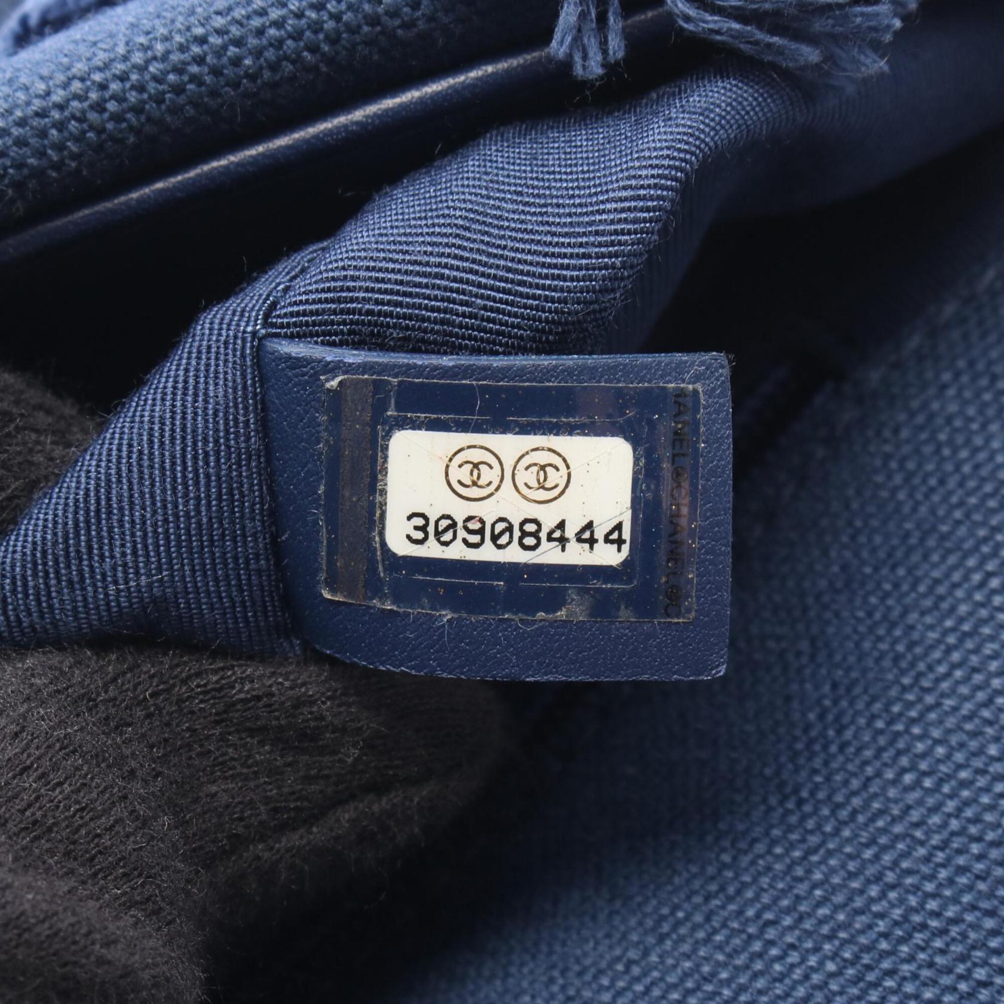 Chanel Navy Canvas Handbag Shoulder Bag (Pre-Owned)