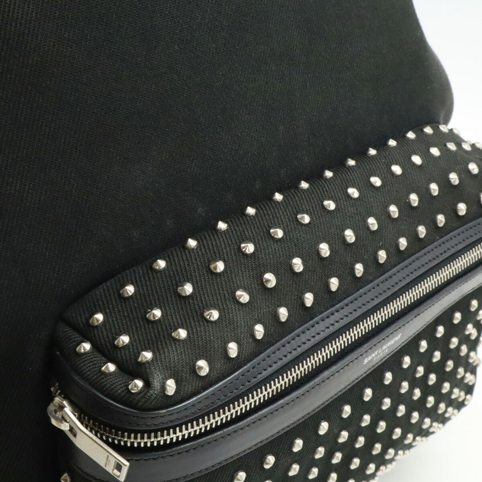 Yves Saint Laurent Black Canvas Leather Backpack (Pre-Owned)