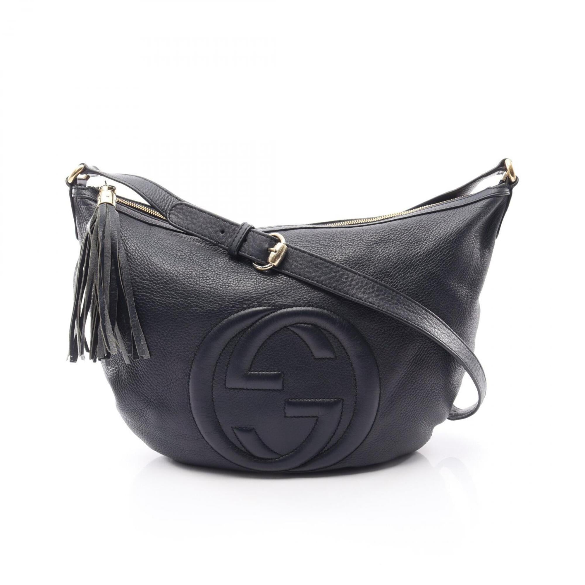 Gucci Navy Leather Handbag Shoulder Bag (Pre-Owned)