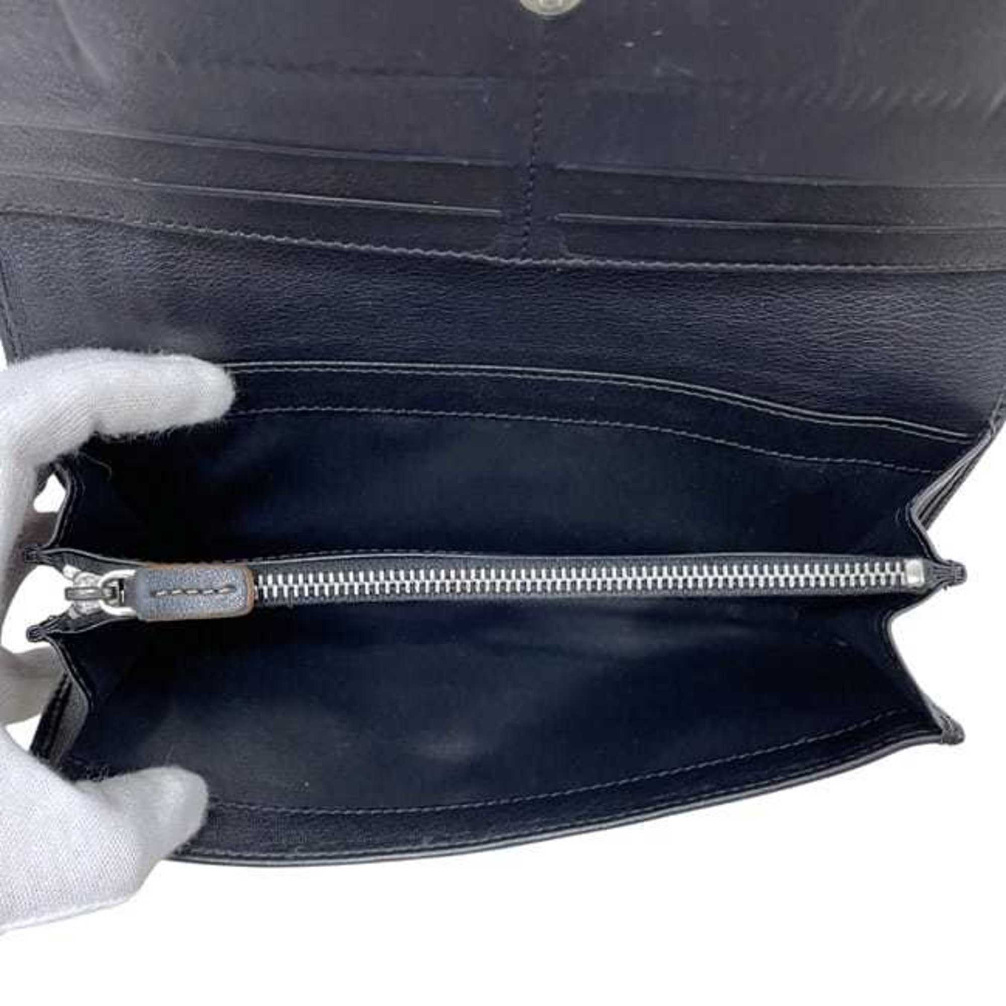 Celine Black Canvas Leather Long Wallet (Bi-Fold) (Pre-Owned)