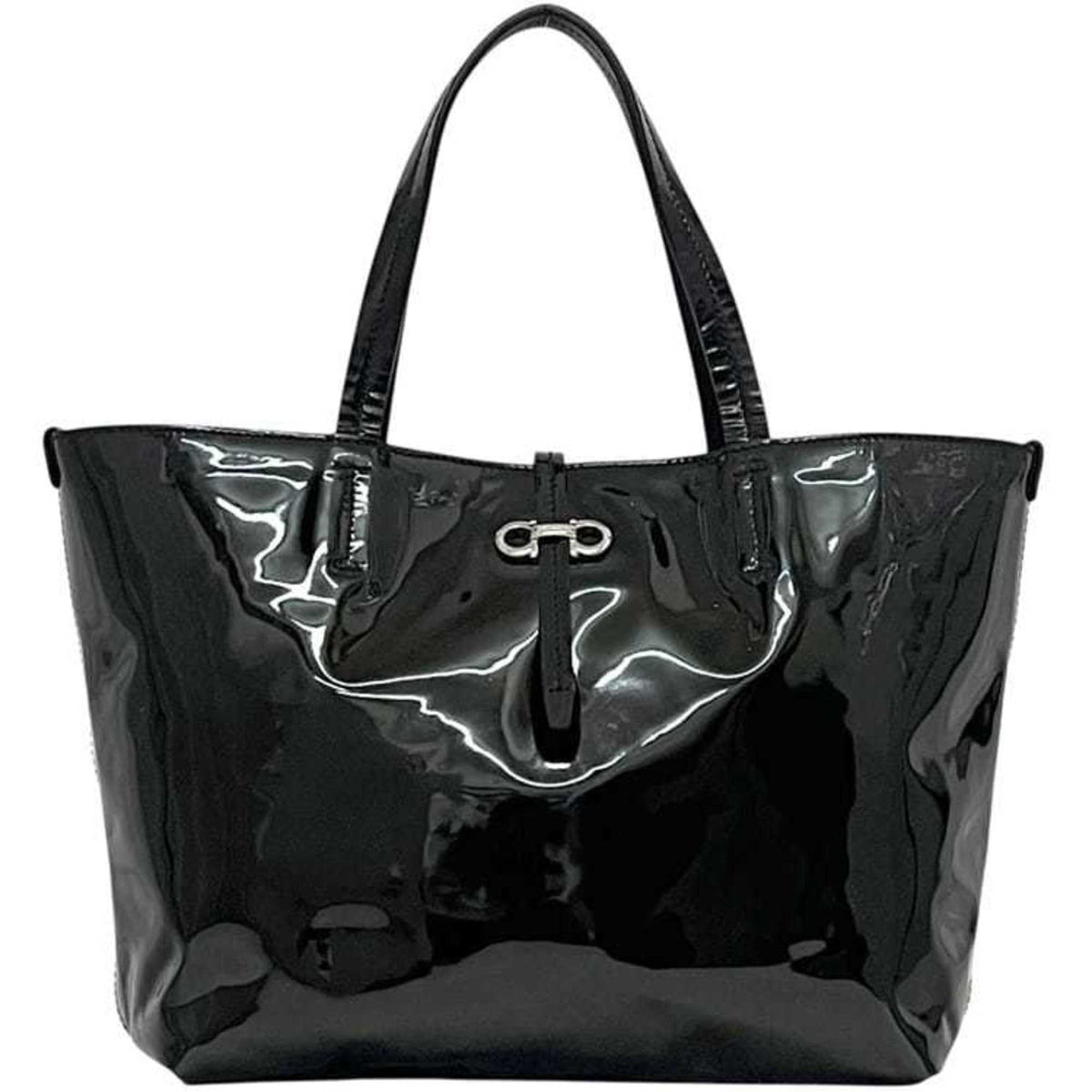 Salvatore Ferragamo Black Patent Leather Tote Bag (Pre-Owned)
