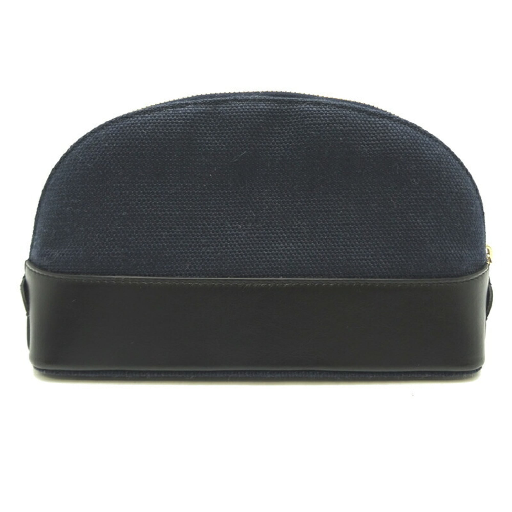 Chloé Black Navy Linen Leather Pouch Wash Bag (Pre-Owned)
