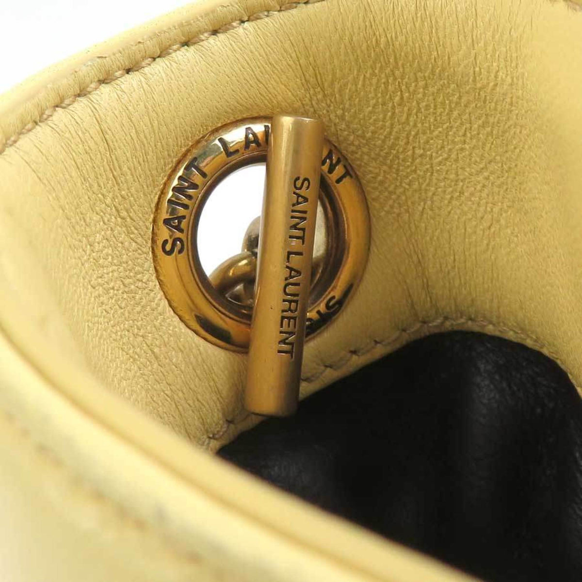Saint Laurent Cream Yellow Leather Shoulder Bag (Pre-Owned)