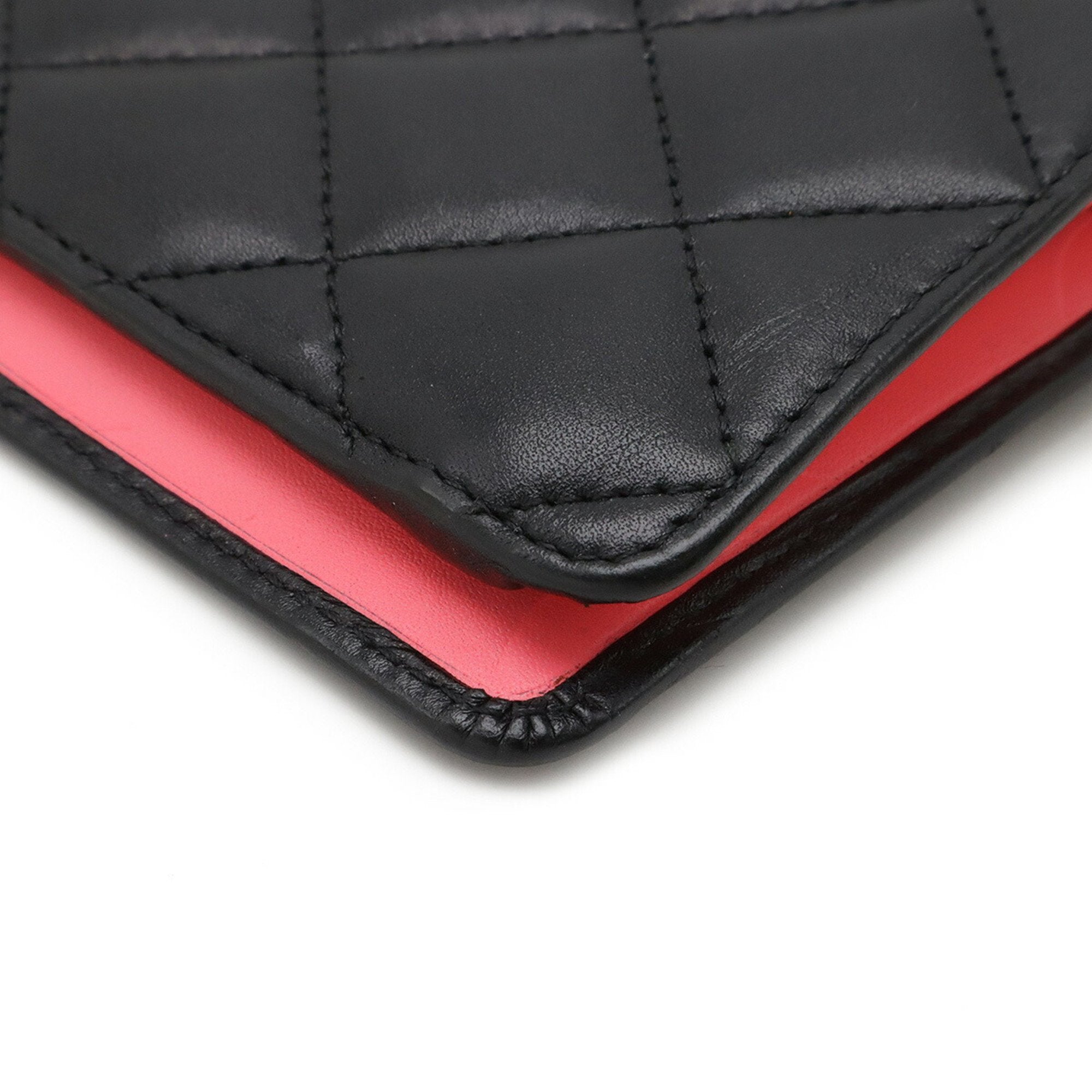 Chanel Black Leather Long Wallet (Bi-Fold) (Pre-Owned)