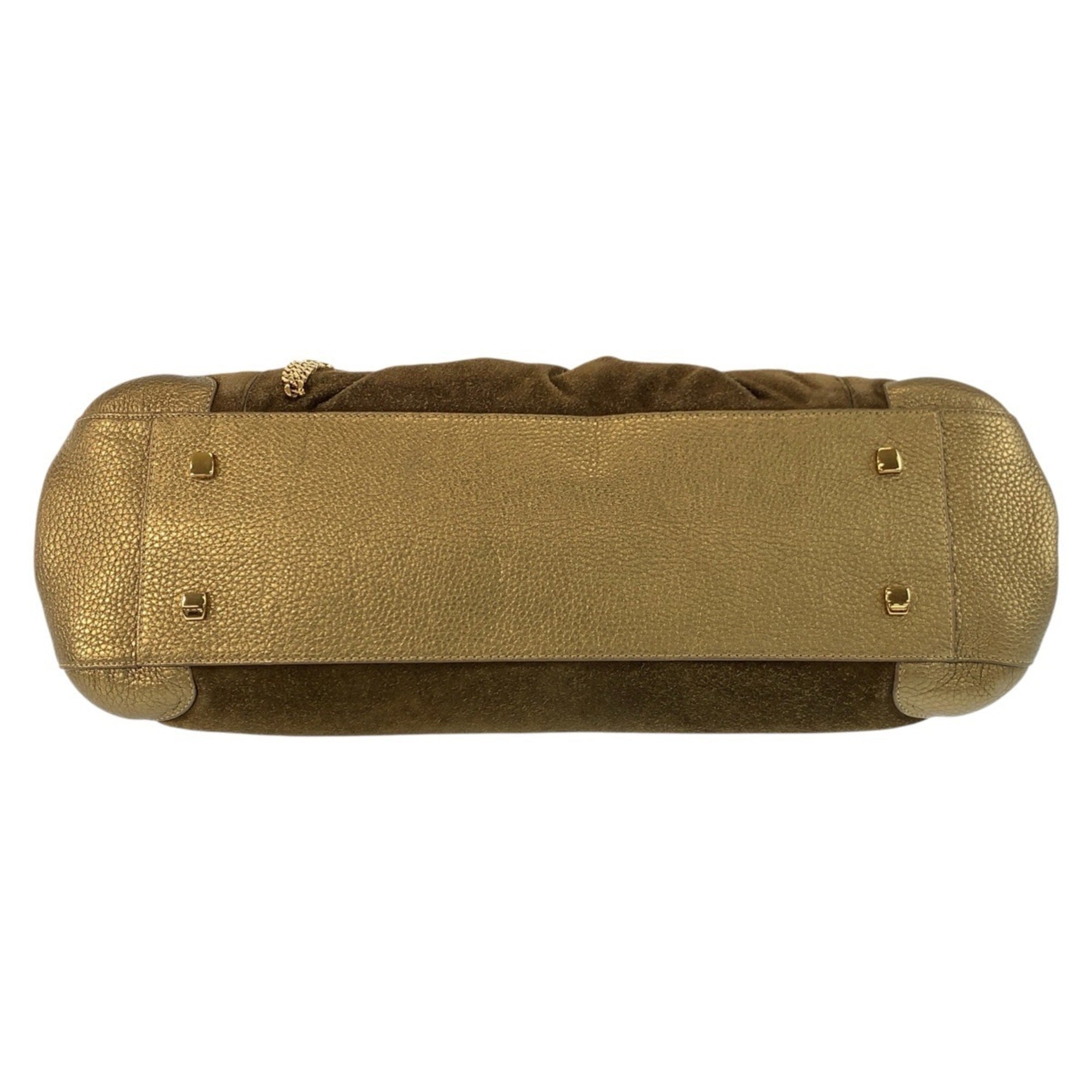 Cartier Brown Gold Suede Leather Shoulder Bag (Pre-Owned)