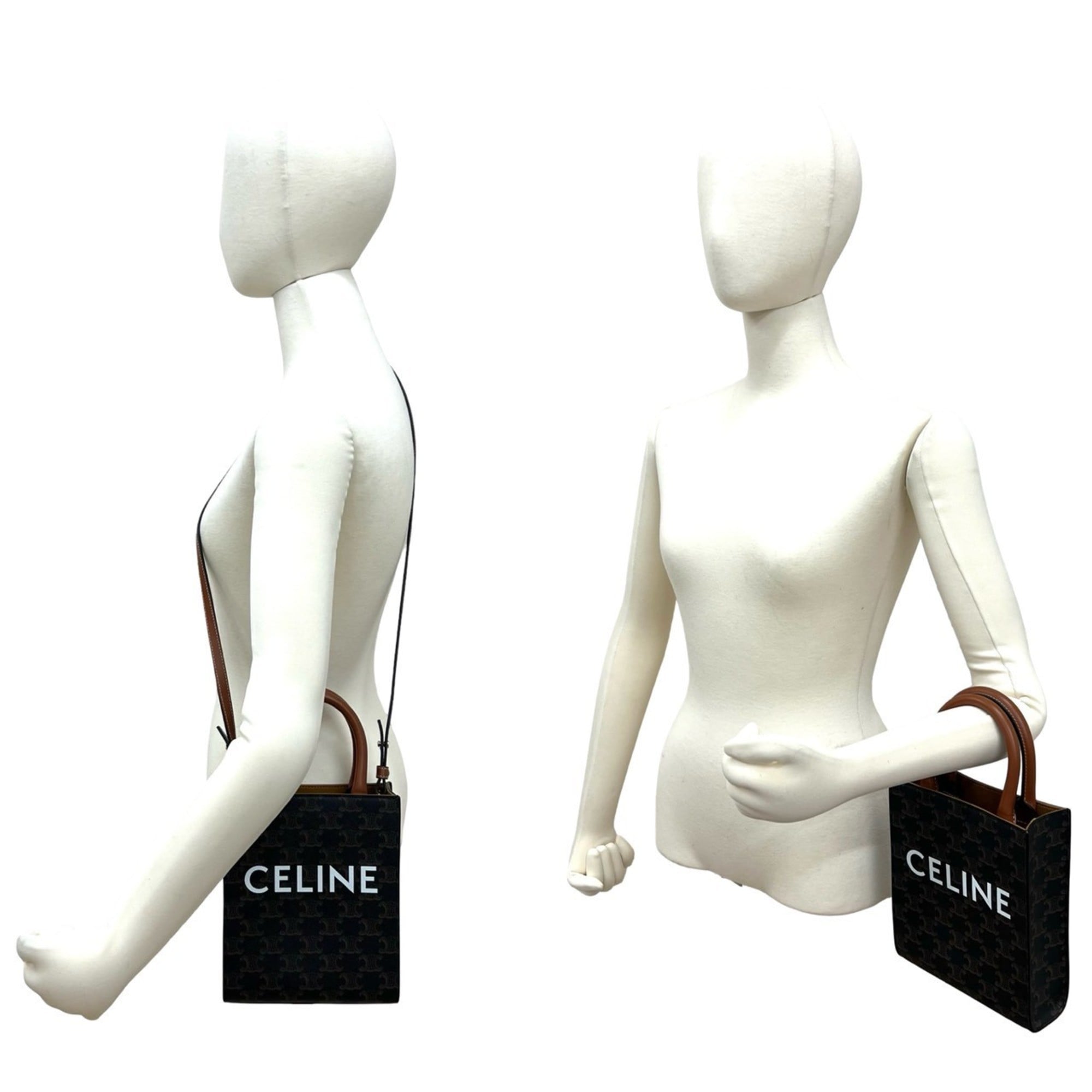 Celine Brown Leather Pvc Handbag Shoulder Bag Tote Bag (Pre-Owned)