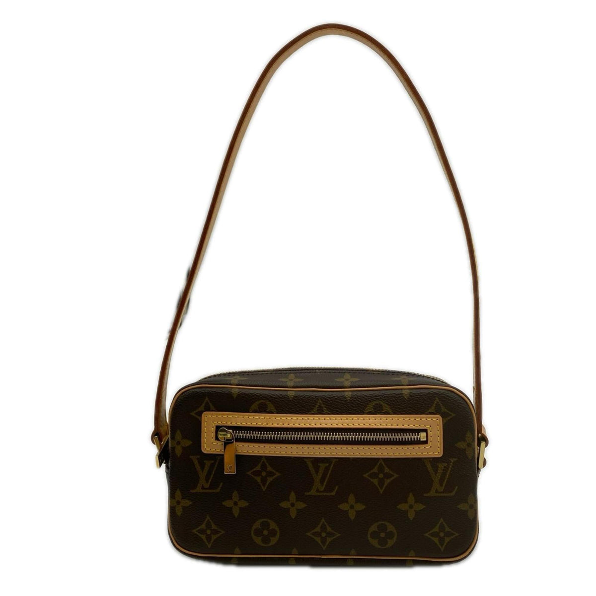 Louis Vuitton Beige Brown Coated Canvas Leather Pochette Shoulder Bag (Pre-Owned)