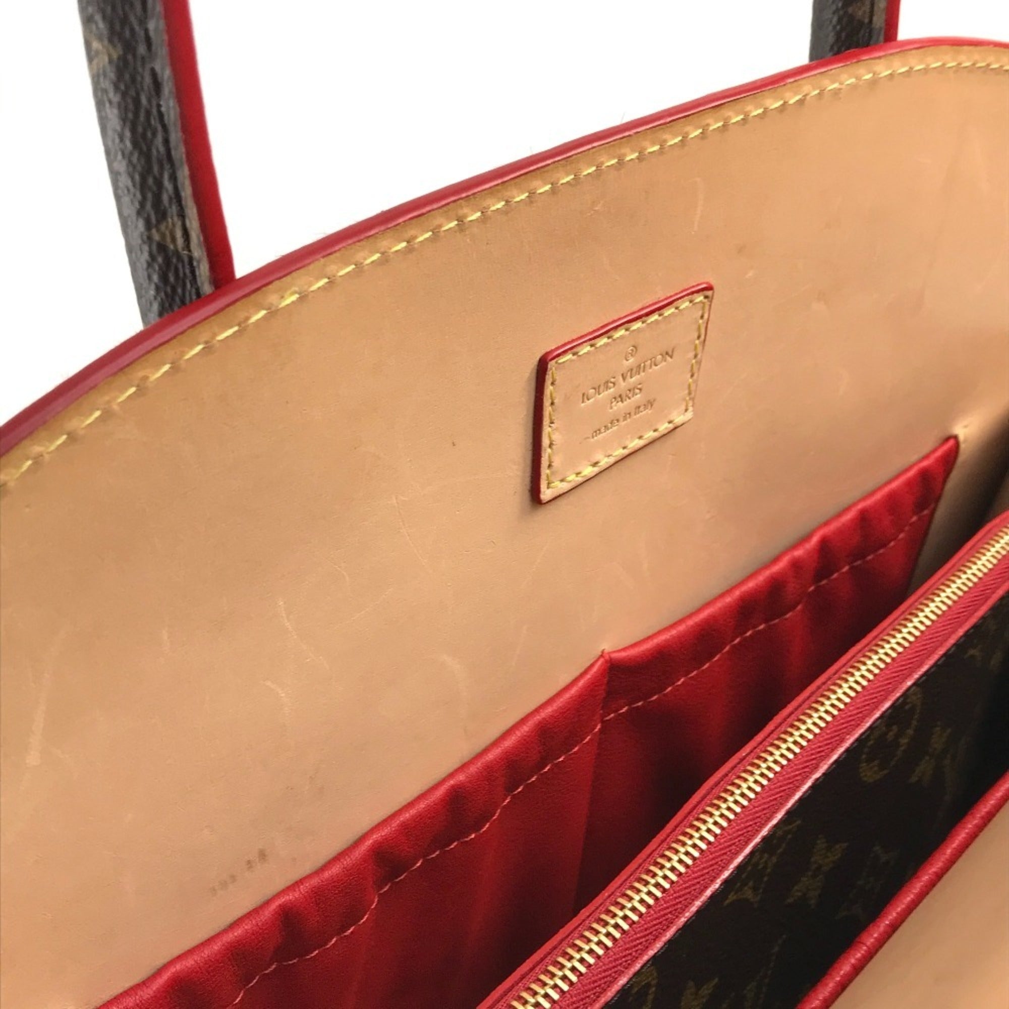 Louis Vuitton Brown Monogram Red Color Monogram Leather Handbag (Pre-Owned)