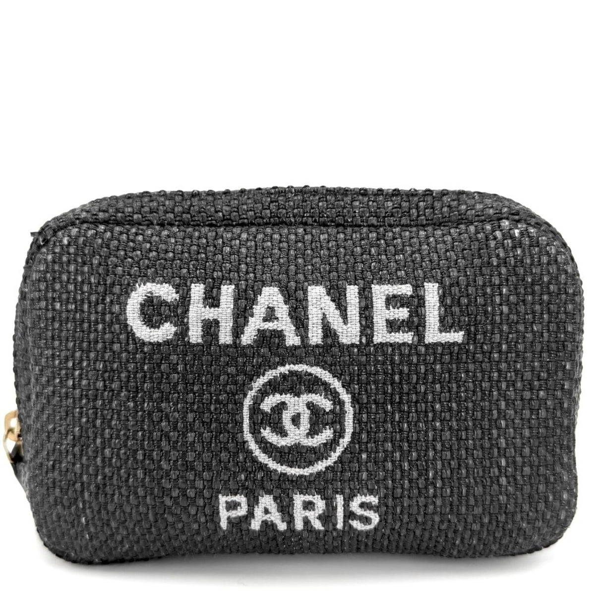 Chanel Black Raffia Leather Pouch (Pre-Owned)
