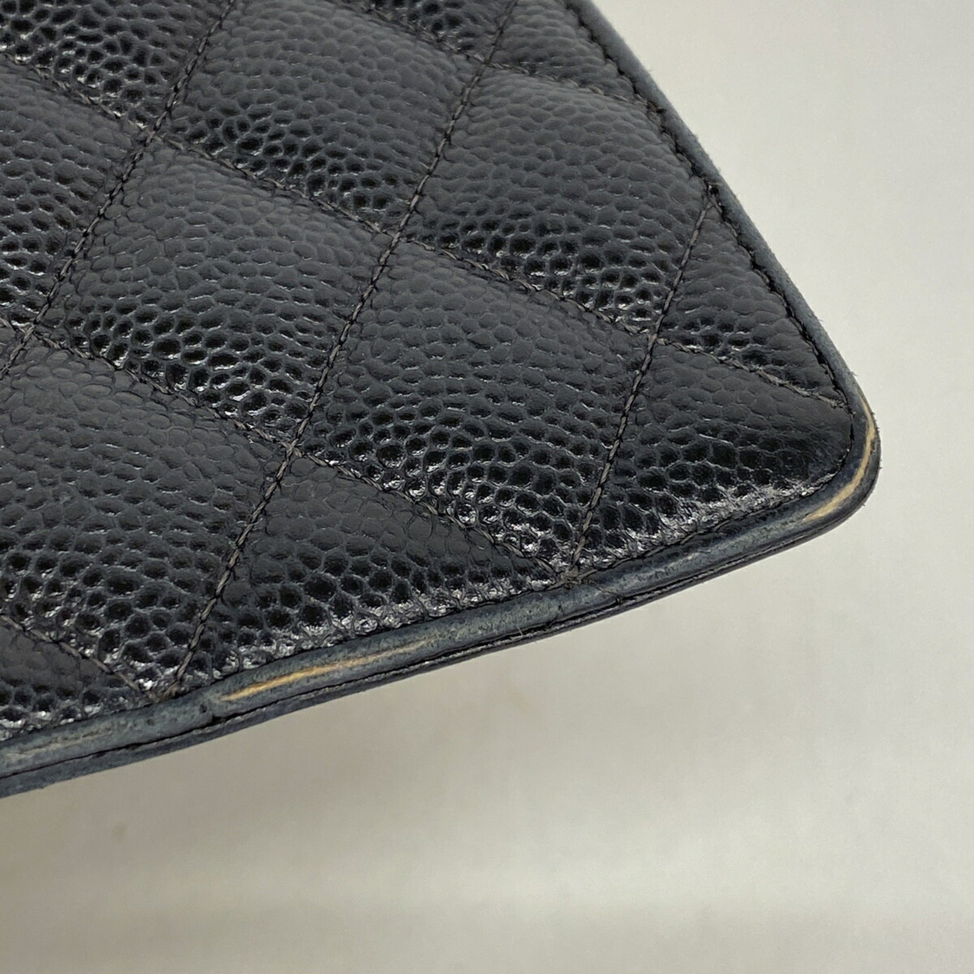Chanel Black Grained Calfskin Chain/Shoulder Wallet (Pre-Owned)