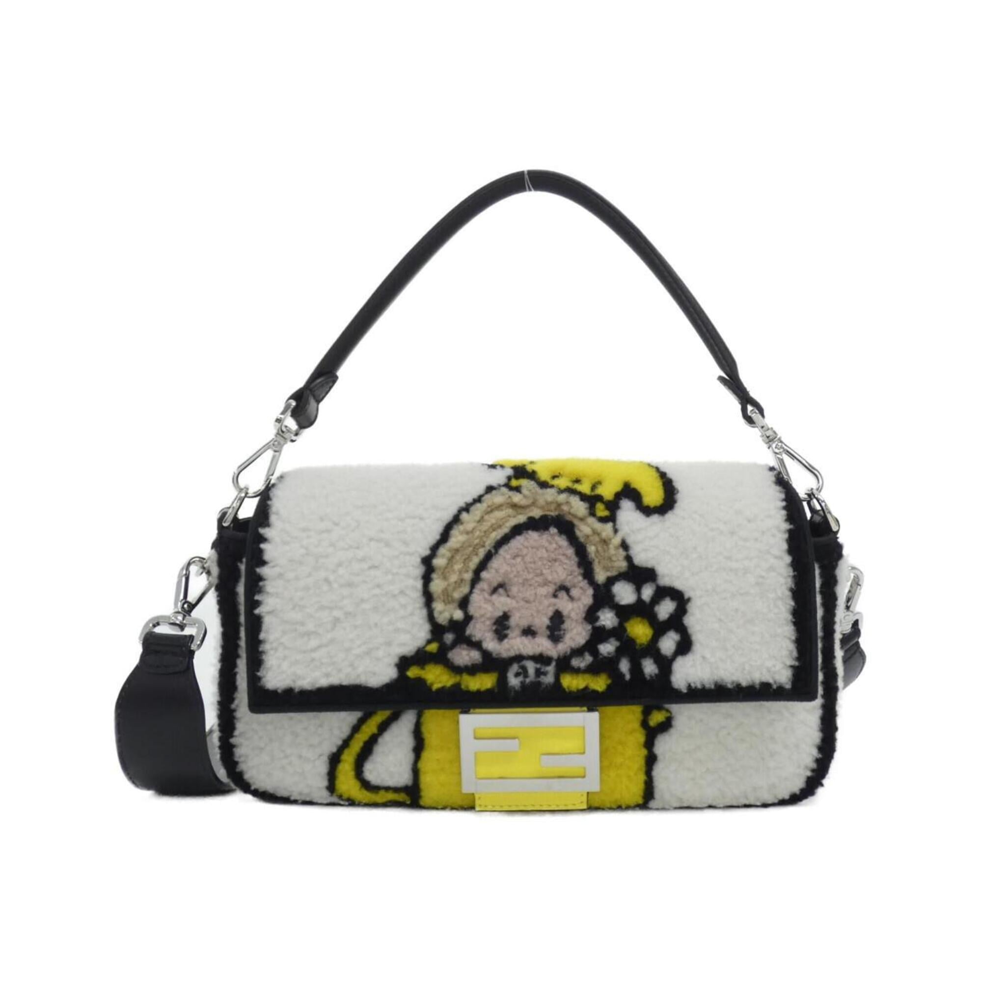 Fendi Baguette Silver Fur Handbag (Pre-Owned)