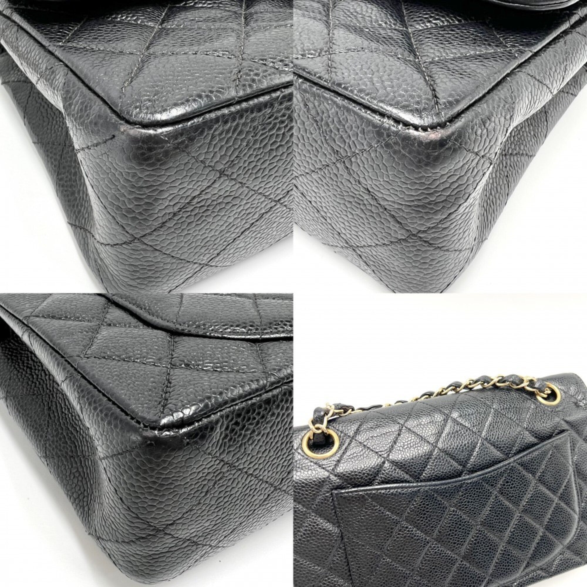 Chanel Matelasse Black Grained Calfskin Shoulder Bag (Pre-Owned)