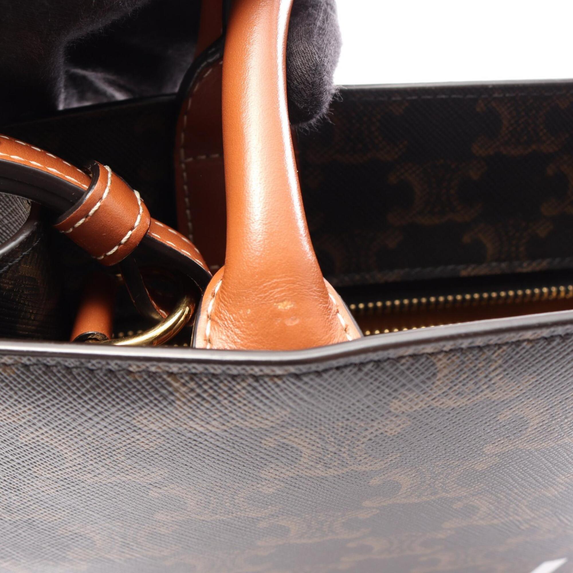 Celine Cabas Black Brown Coated Canvas Handbag Tote Bag (Pre-Owned)