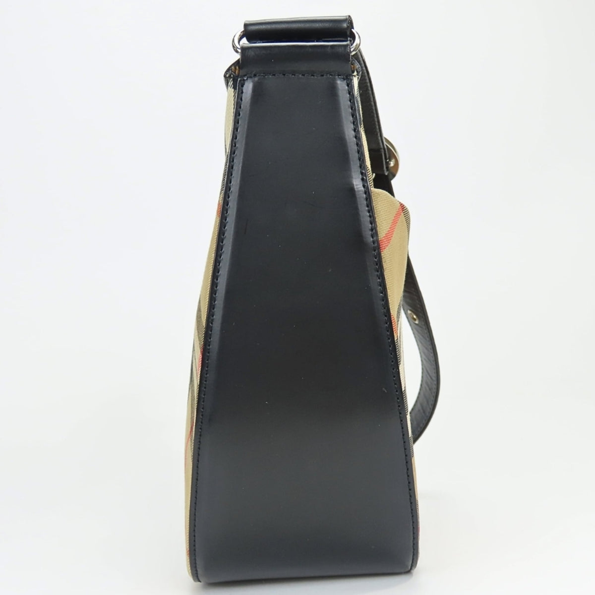 Burberry Beige Black Canvas Leather Shoulder Bag (Pre-Owned)