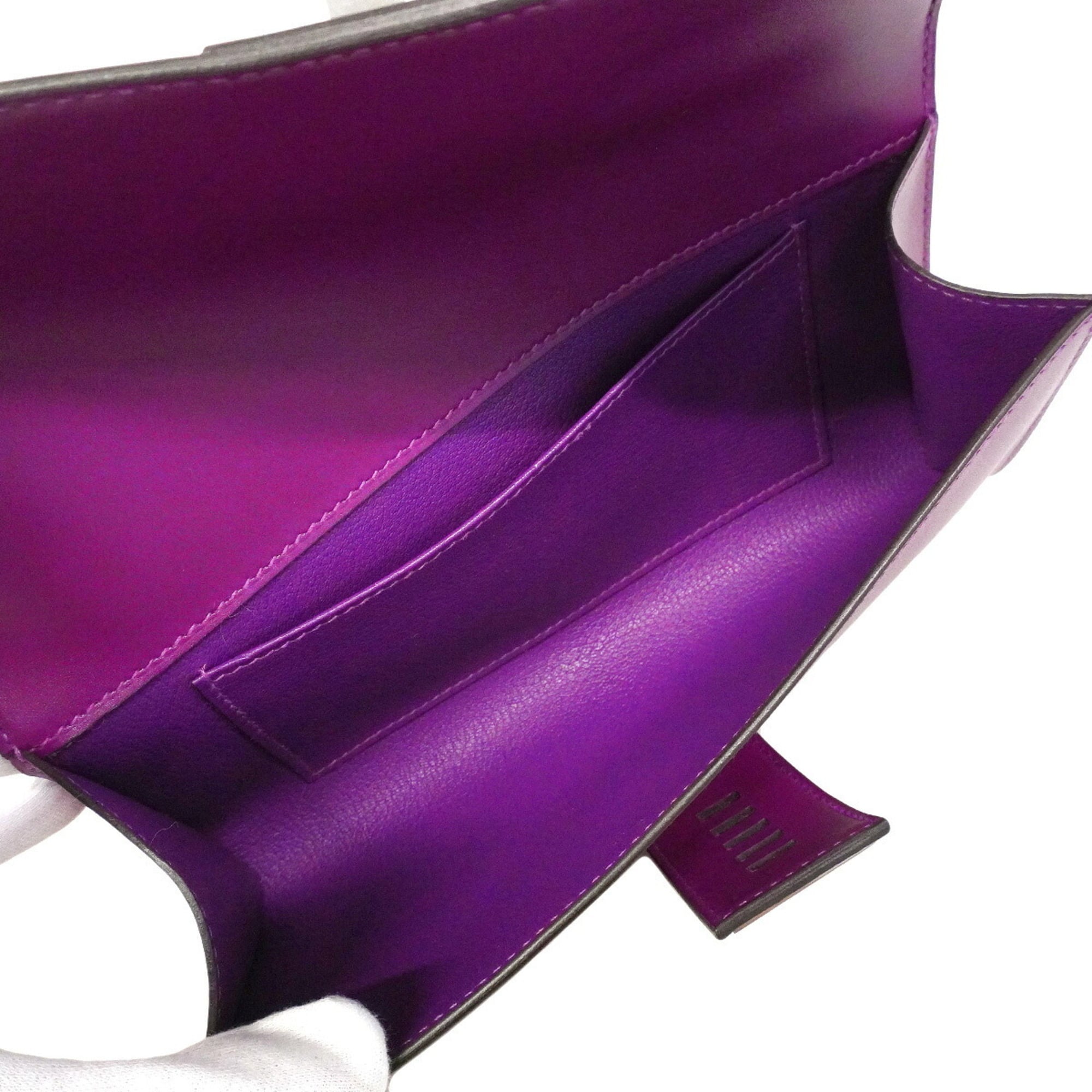 Hermes Violet Tadelakt Leather Clutch Bag (Pre-Owned)