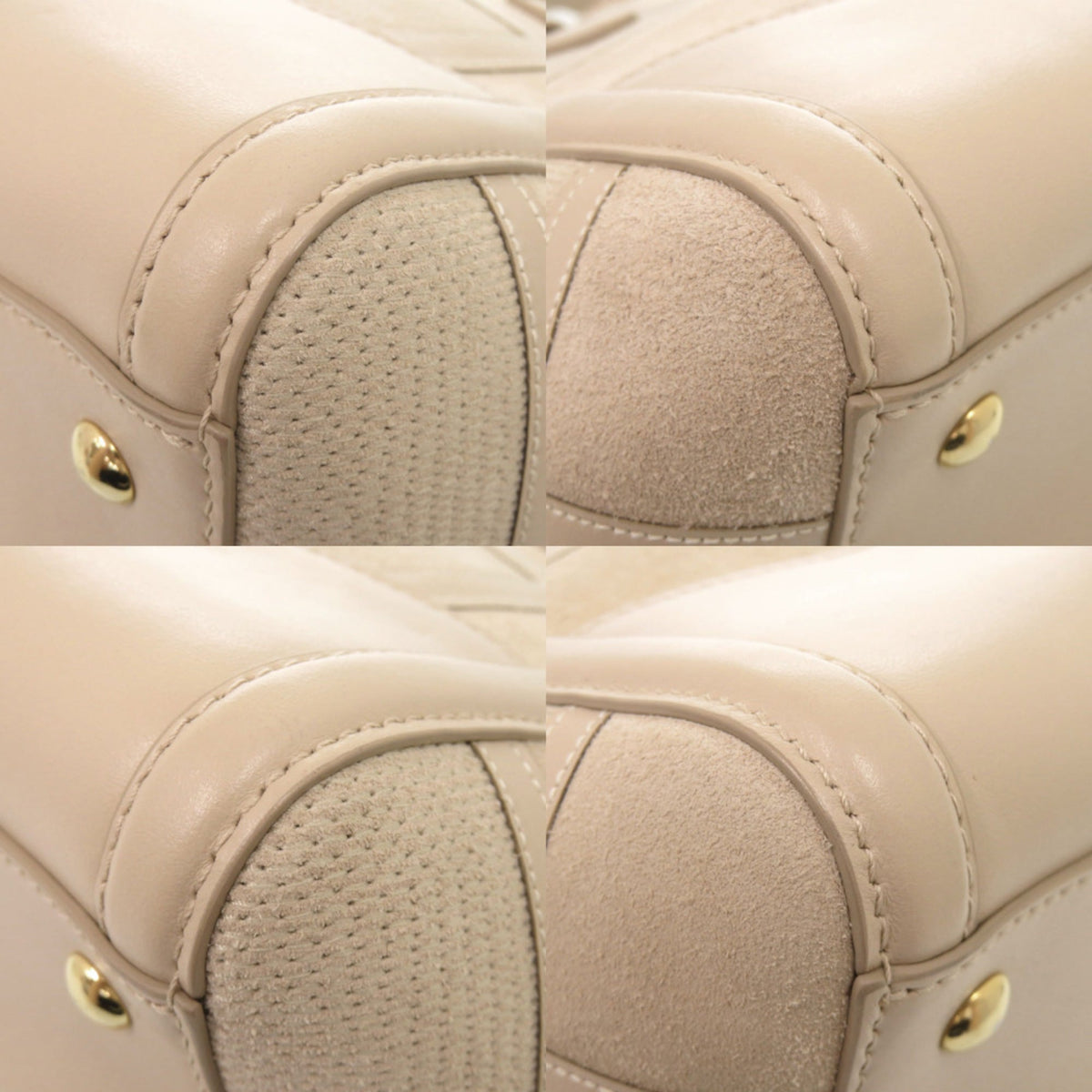 Salvatore Ferragamo Pink Beige Leather Suede Handbag Shoulder Bag (Pre-Owned)