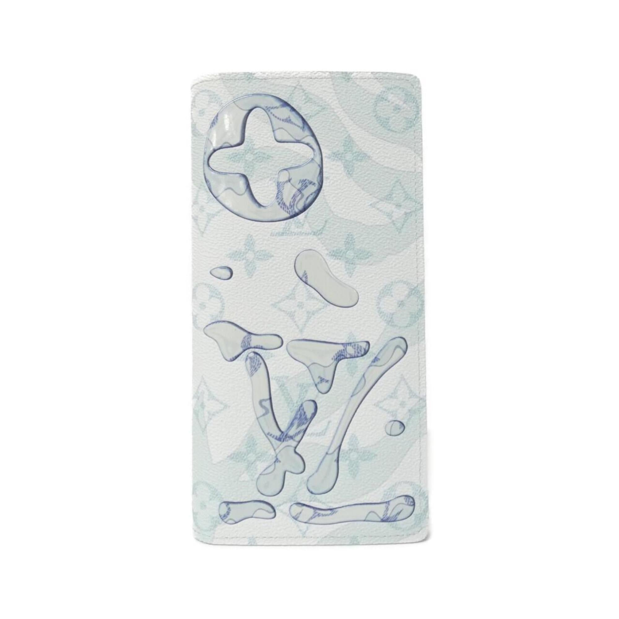 Louis Vuitton Light Blue Coated Canvas Long Wallet (Bi-Fold) (Pre-Owned)