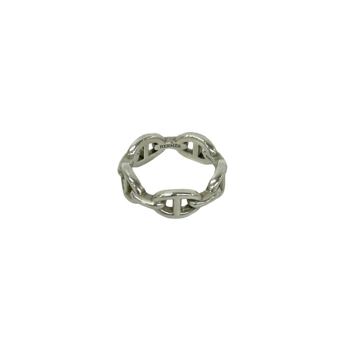 Hermes Silver Silver 925 Band Ring (Pre-Owned)