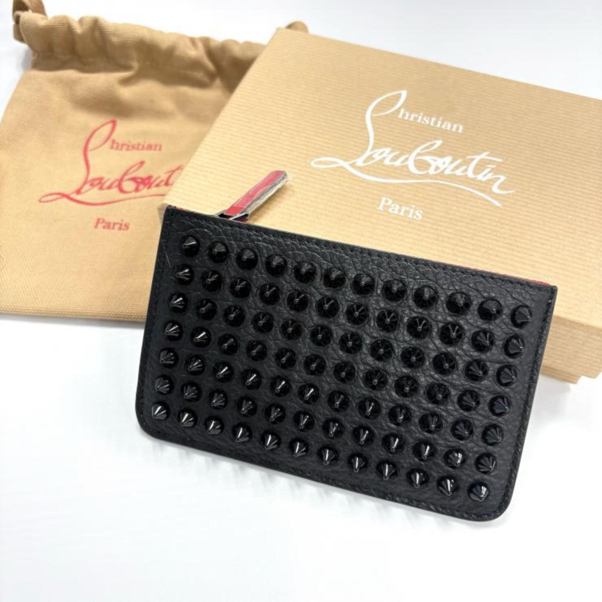 Christian Louboutin Black Red Color Leather Coin Purse/Coin Case (Pre-Owned)