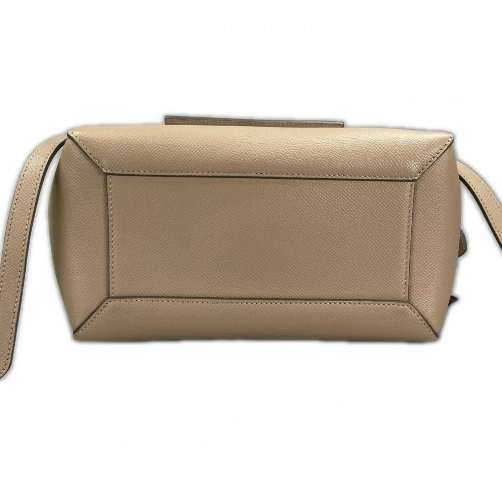 Celine Beige Beige Gold White Leather Handbag (Pre-Owned)