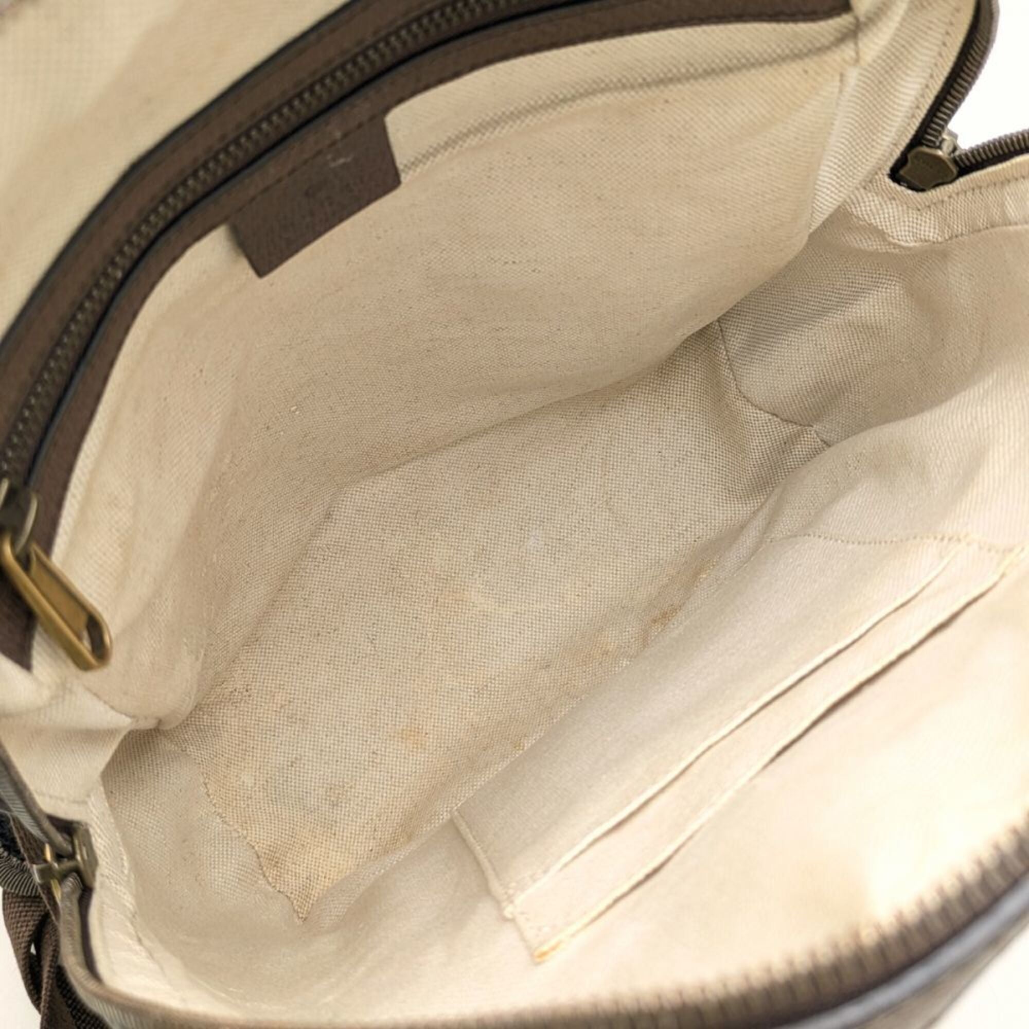 Gucci Beige Brown Gg Supreme Canvas Leather Backpack (Pre-Owned)