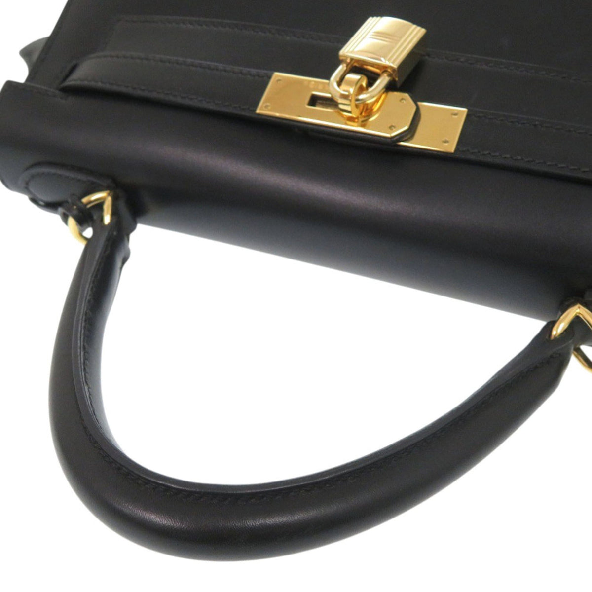 Hermes Black Box Calf Leather Handbag (Pre-Owned)