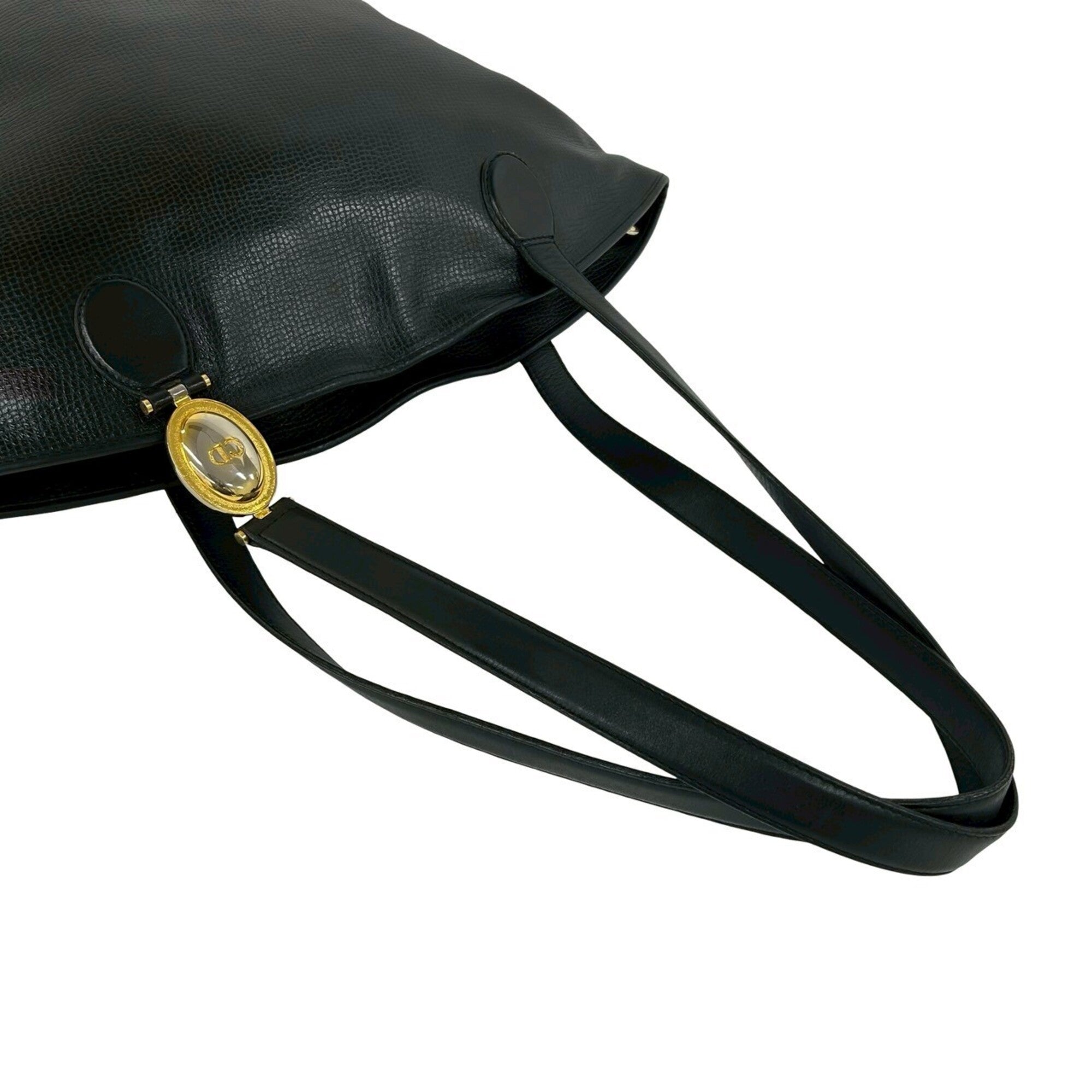 Christian Dior Black Leather Handbag Shoulder Bag Tote Bag (Pre-Owned)