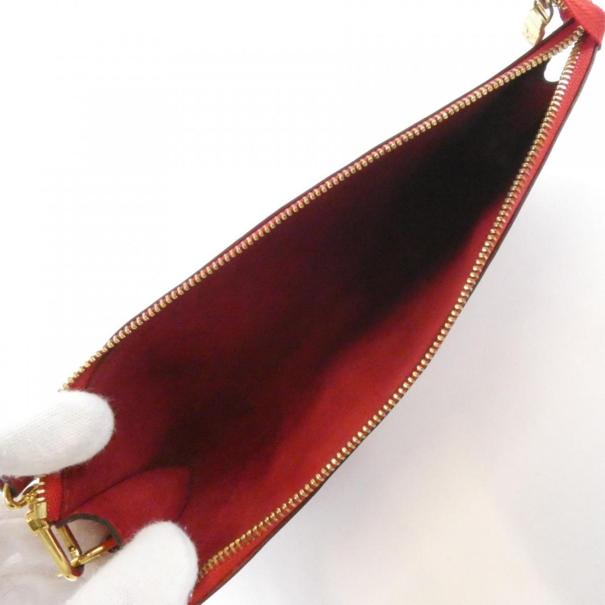 Louis Vuitton Red Color Leather Pochette Pouch (Pre-Owned)
