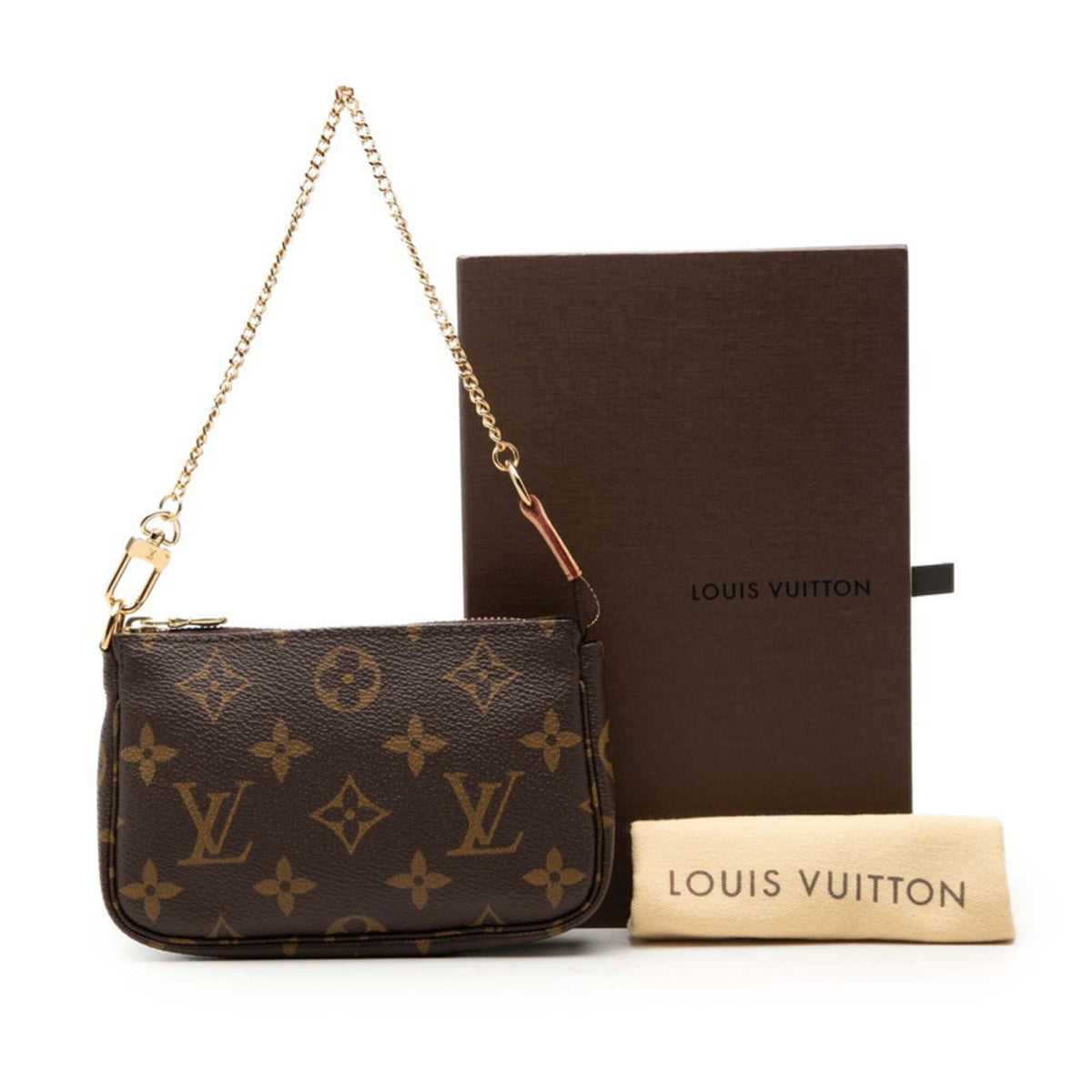 Louis Vuitton Brown Pvc Leather Handbag Pochette Pouch (Pre-Owned)