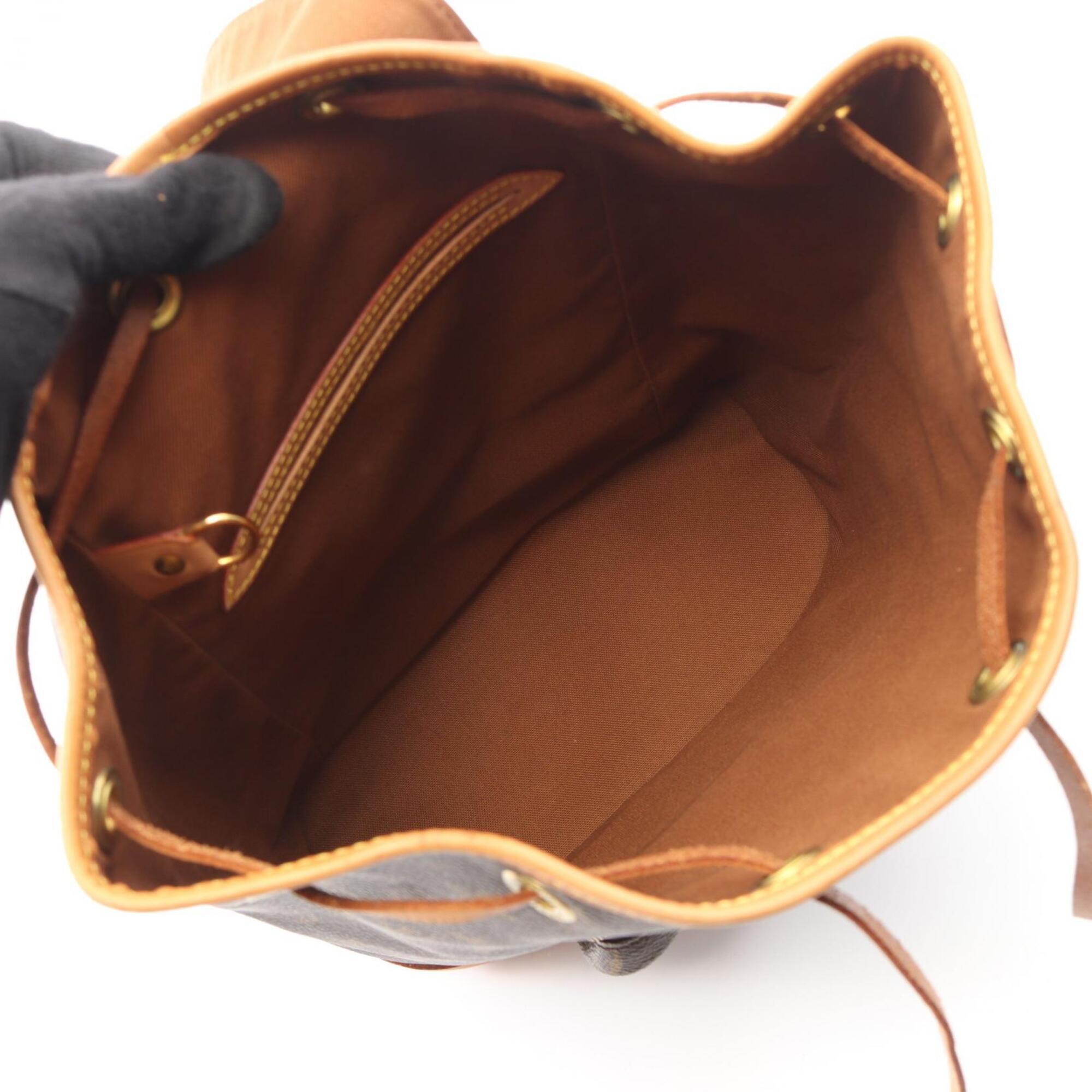Louis Vuitton Brown Coated Canvas Leather Backpack Handbag (Pre-Owned)