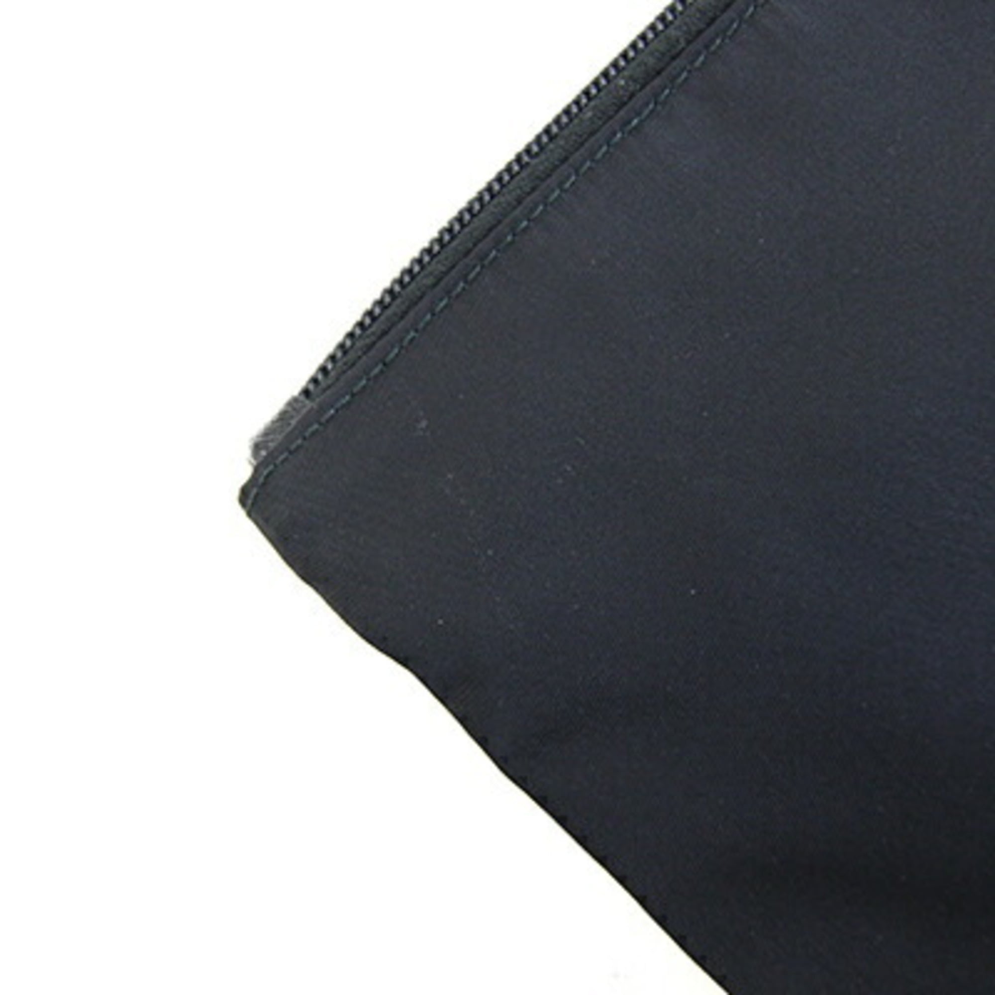 Prada Black Navy Nylon Leather Clutch Bag Handbag (Pre-Owned)