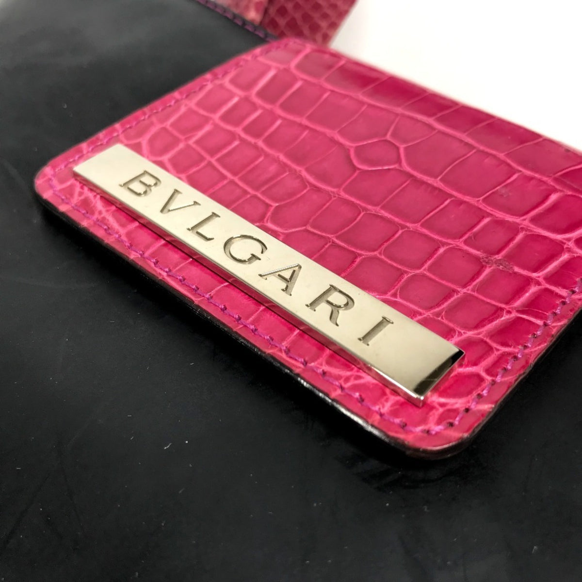 Bvlgari Black Pink Rubber Leather Handbag Shoulder Bag (Pre-Owned)