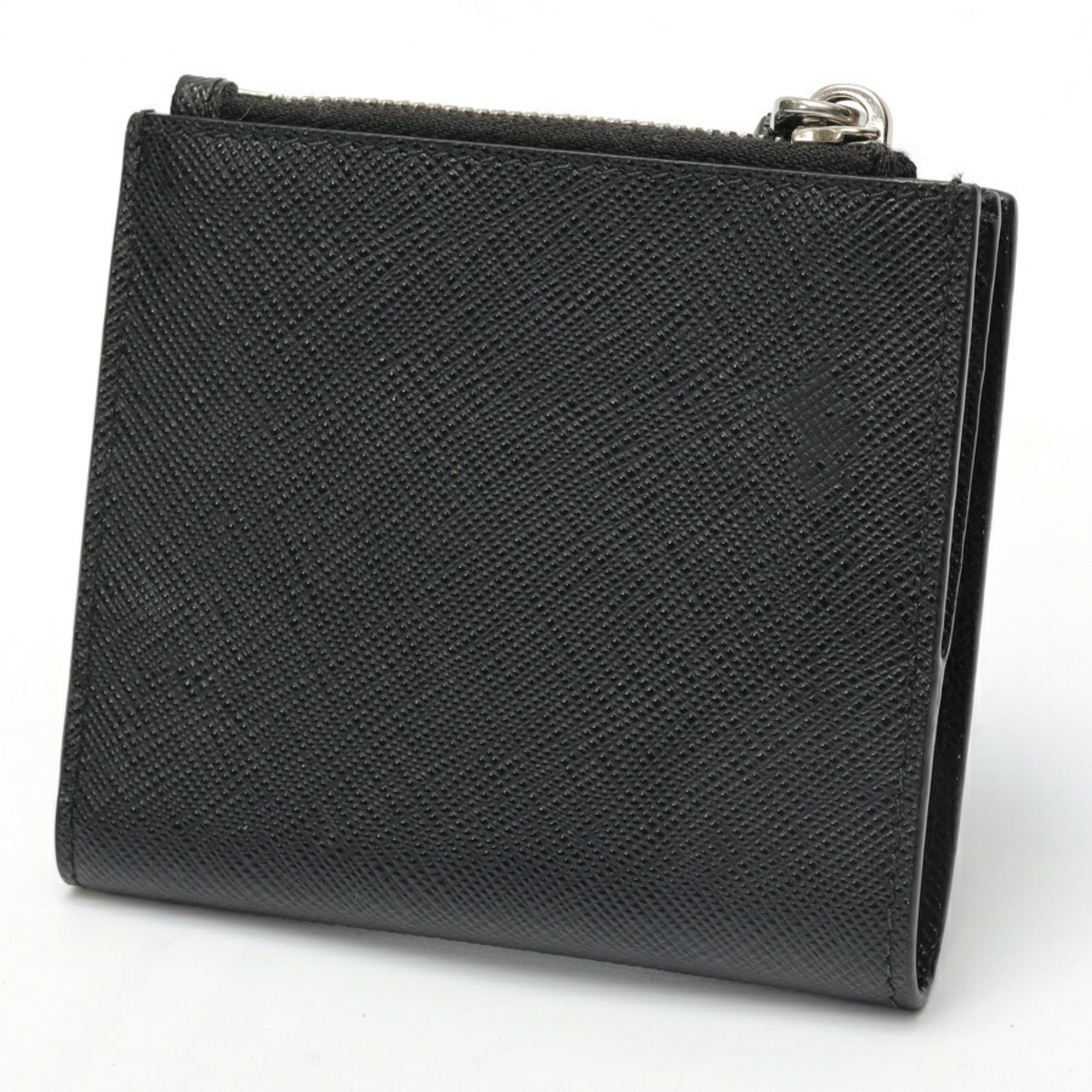 Prada Black Saffiano Triangle Wallet (Bi-Fold) (Pre-Owned)