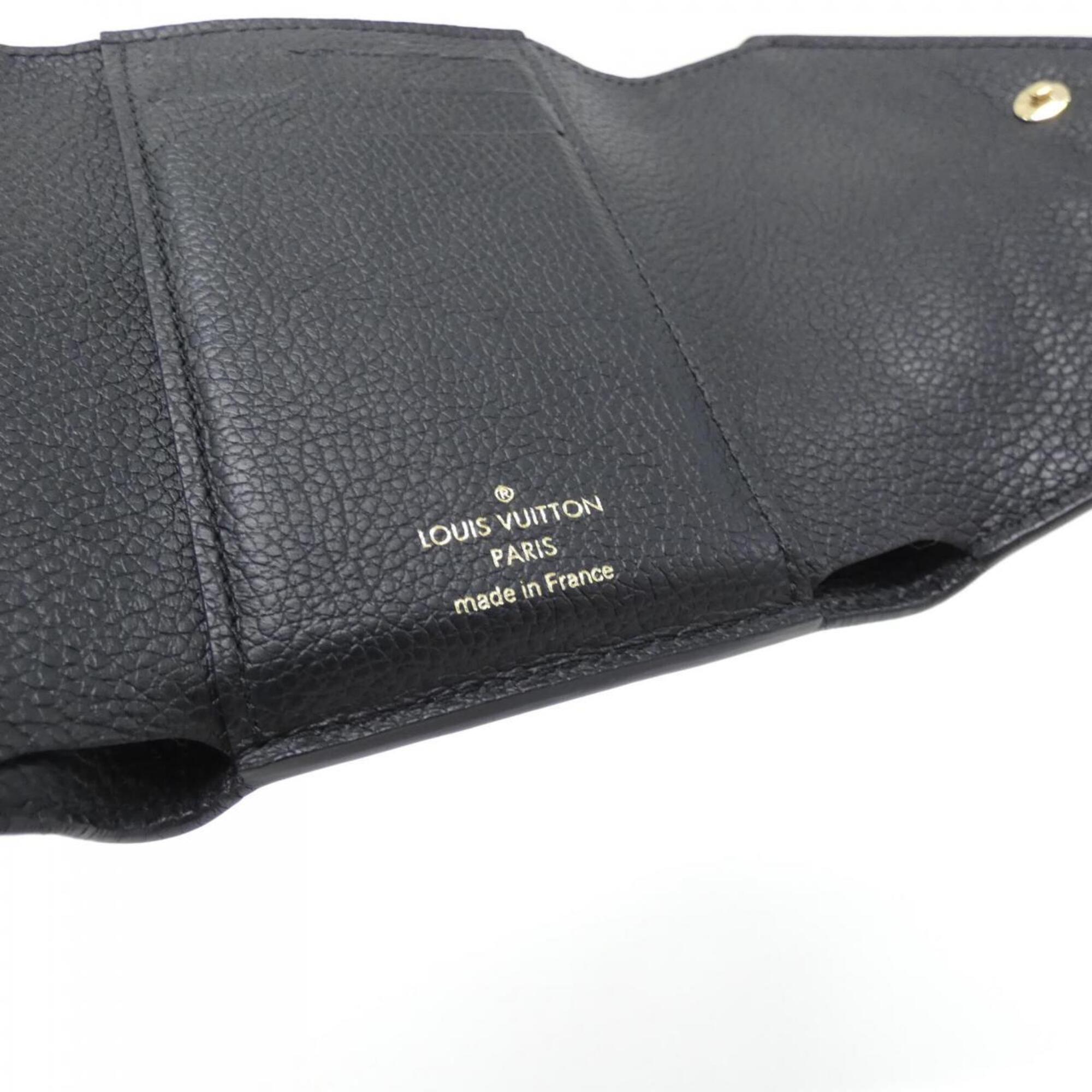 Louis Vuitton Black Leather Wallet (Tri-Fold) (Pre-Owned)