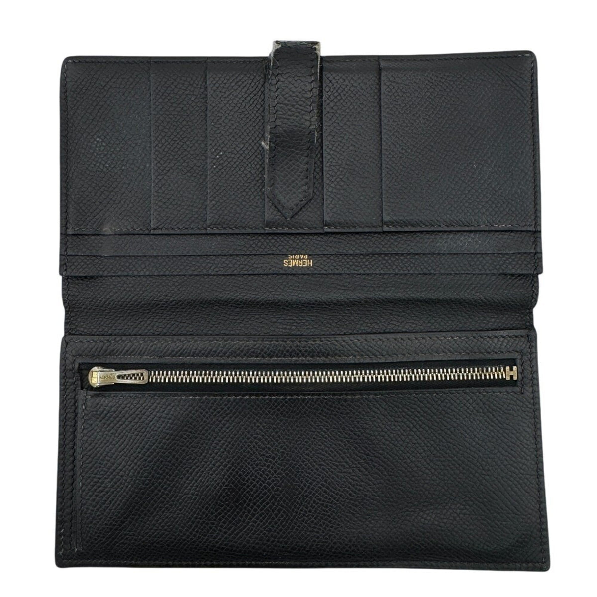 Hermes Black Leather Long Wallet (Bi-Fold) (Pre-Owned)