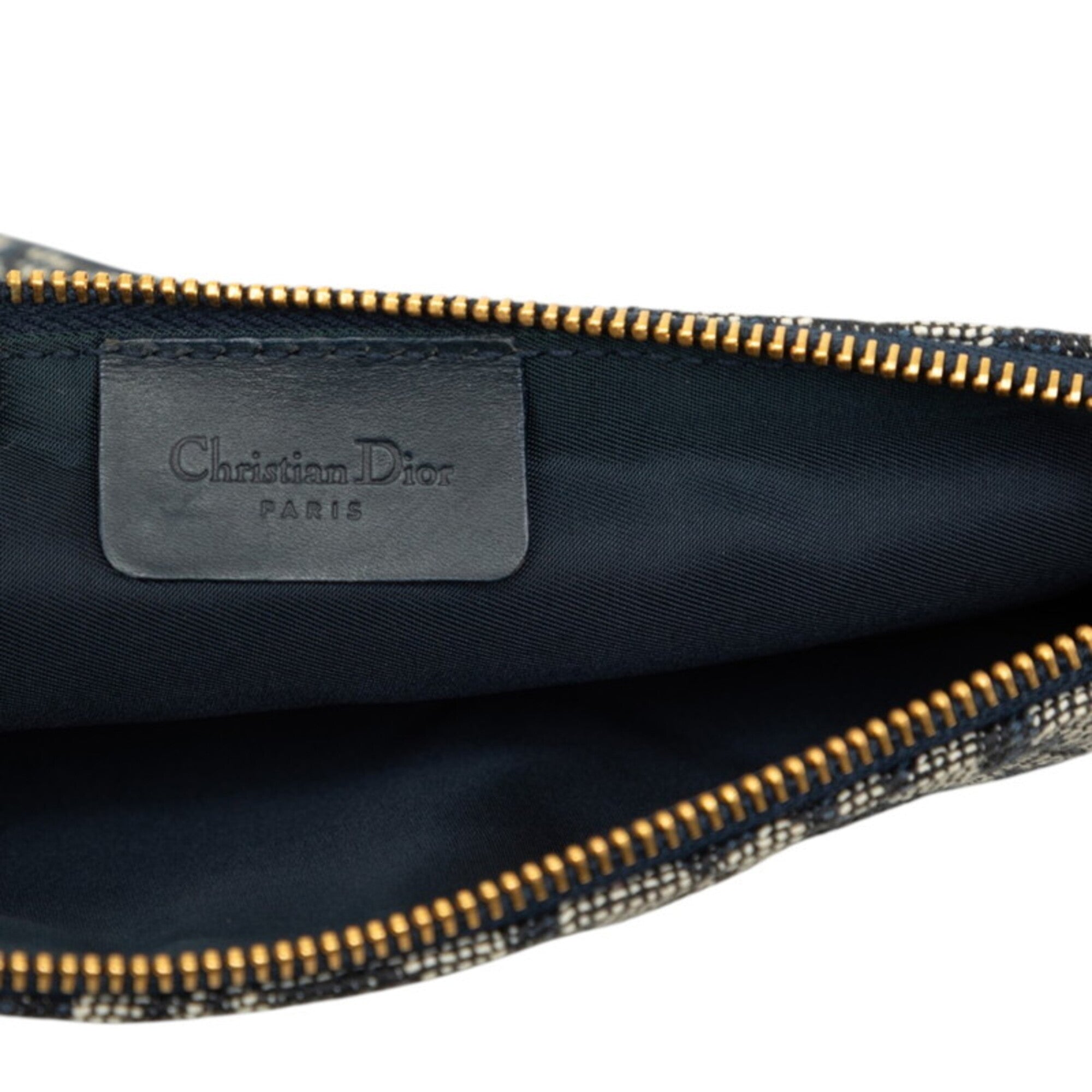 Christian Dior Navy Canvas Leather Handbag Saddle Bag Shoulder Bag (Pre-Owned)