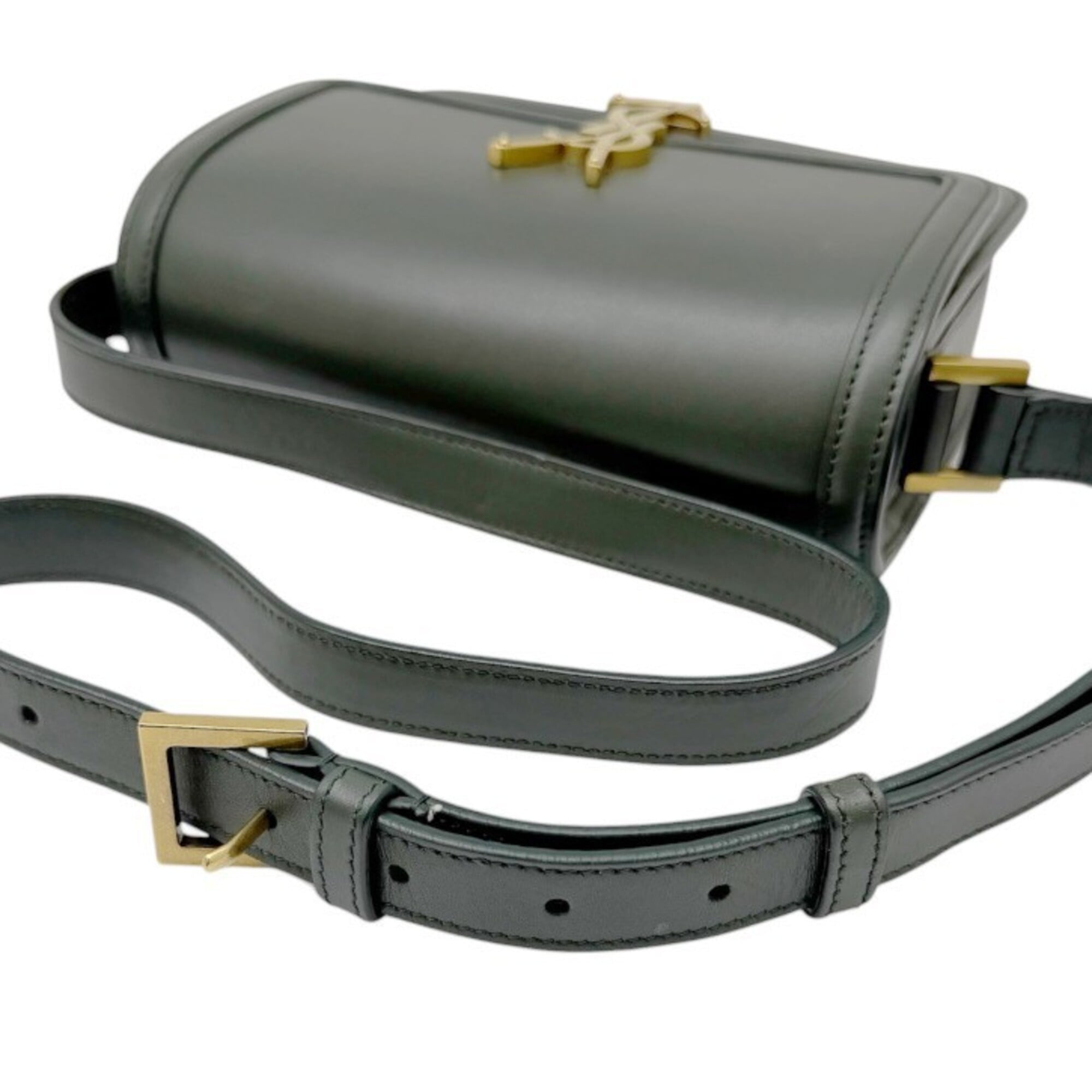 Yves Saint Laurent Dark Green Leather Shoulder Bag (Pre-Owned)