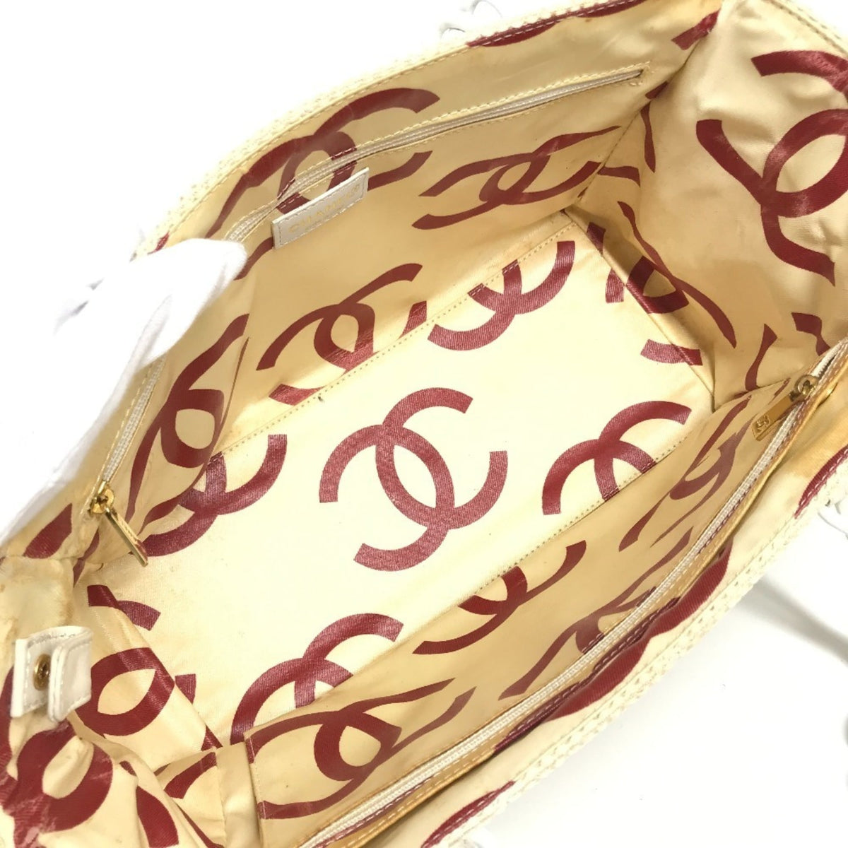 Chanel White Hemp Shoulder Bag Tote Bag (Pre-Owned)