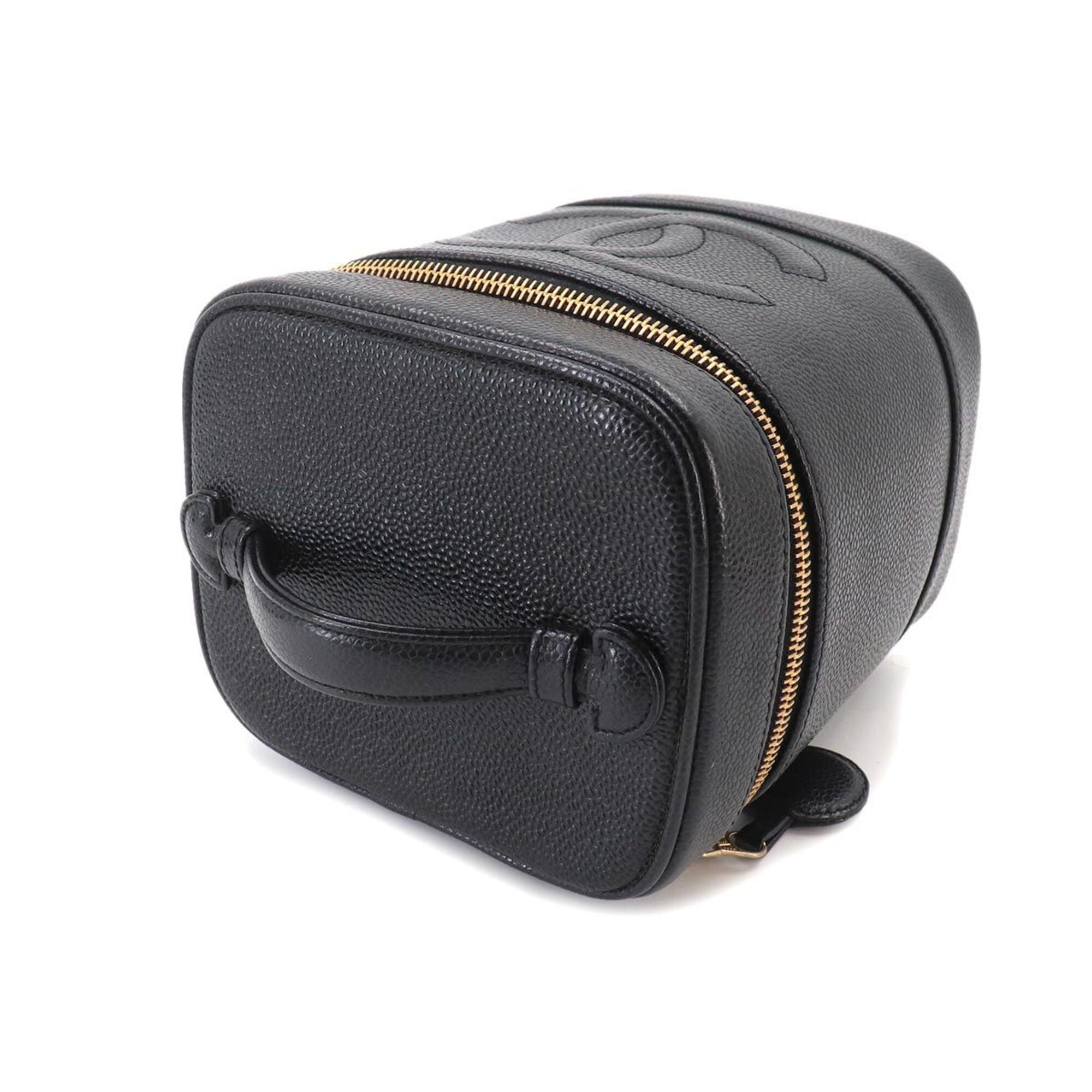 Chanel Black Grained Calfskin Handbag Vanity Bag (Pre-Owned)