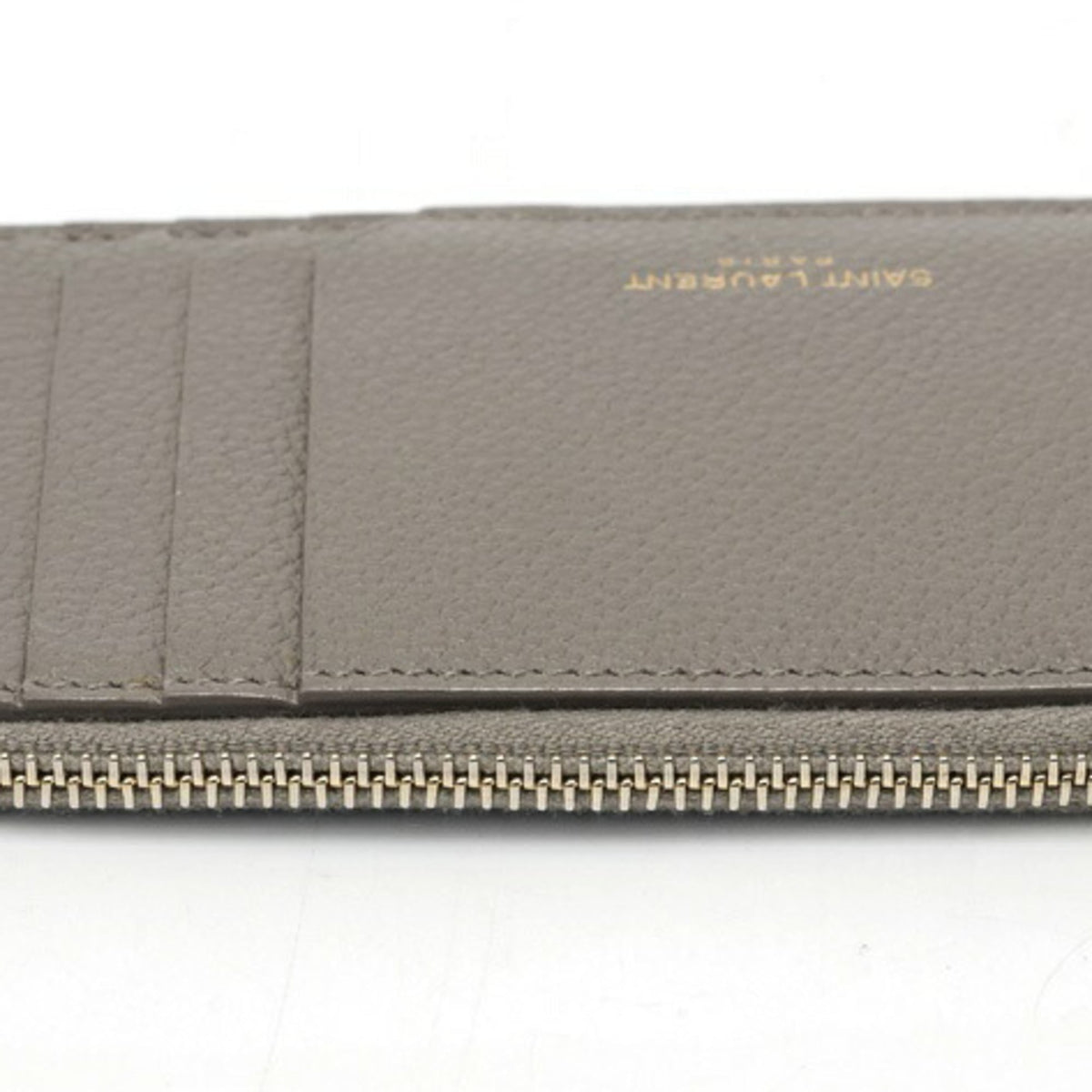 Saint Laurent Gray Leather Coin Purse/Coin Case (Pre-Owned)
